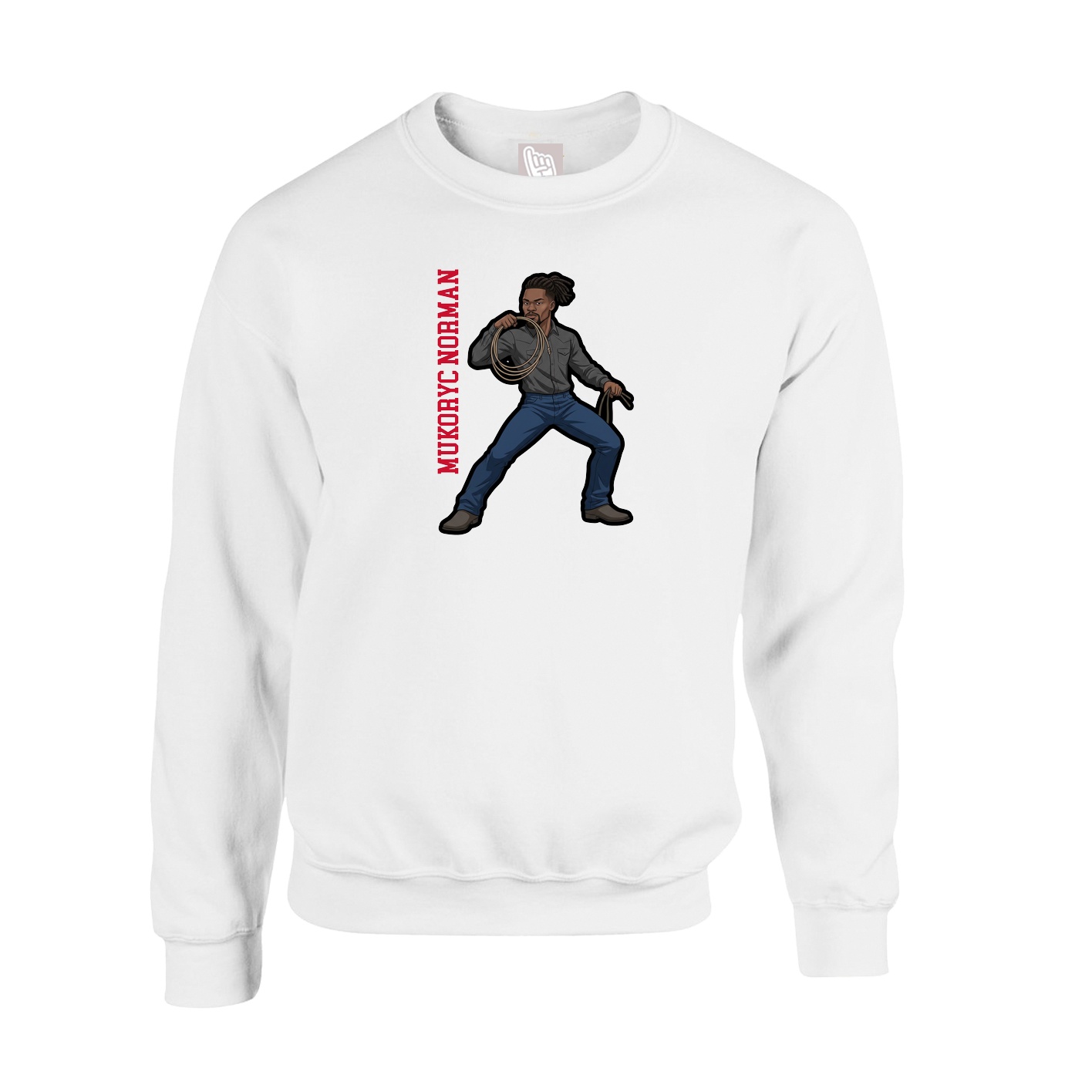 Fleece Crew — Name Vertical in White