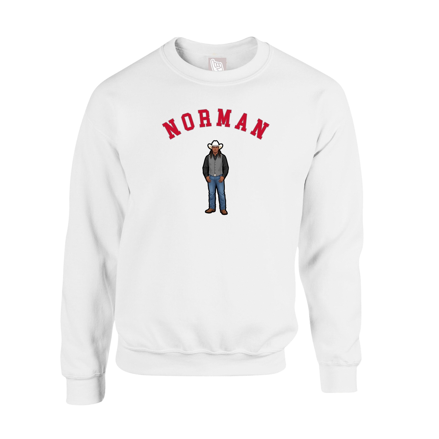 Fleece Crew — Shirsey Arch in White
