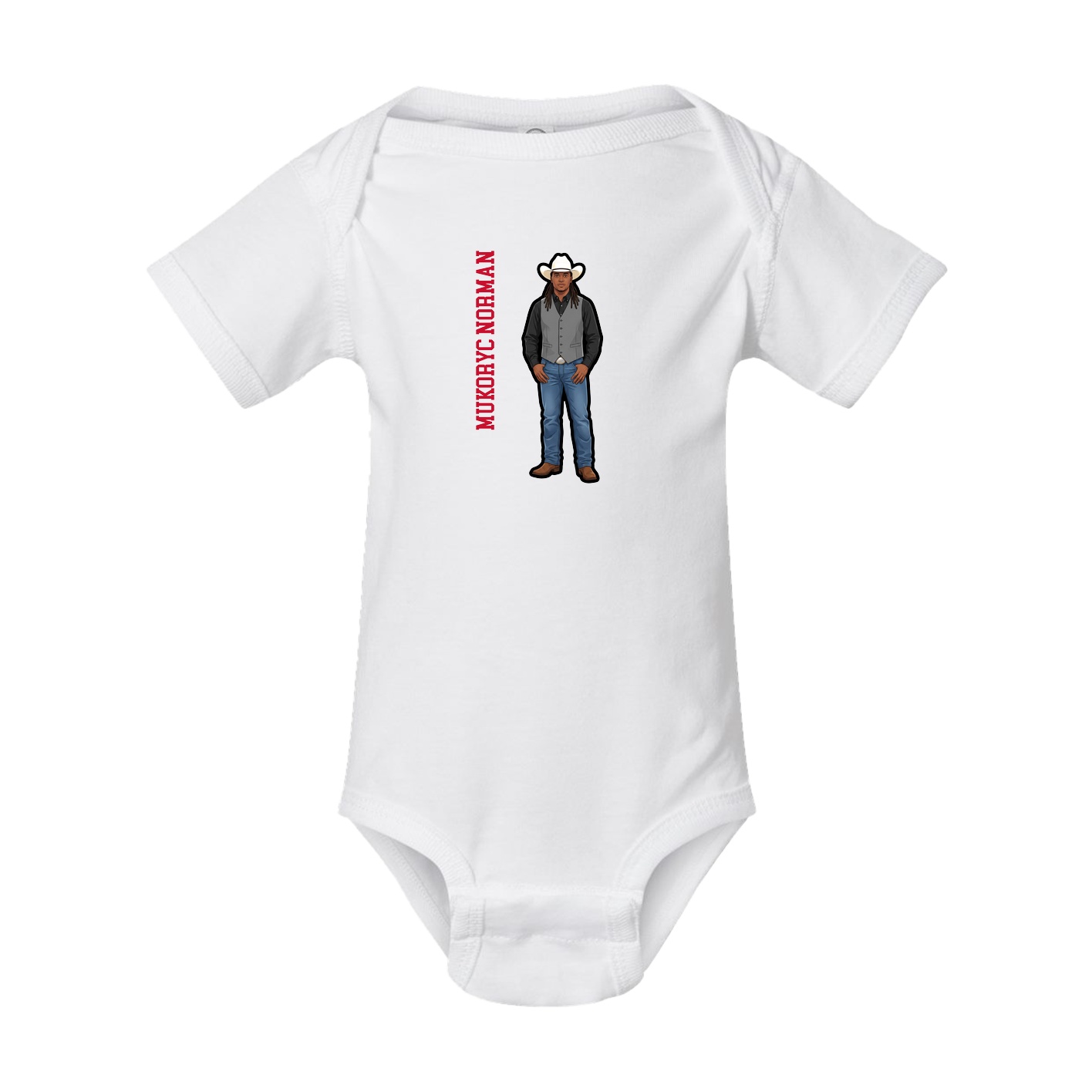 Baby Onesie — Name Vertical in White