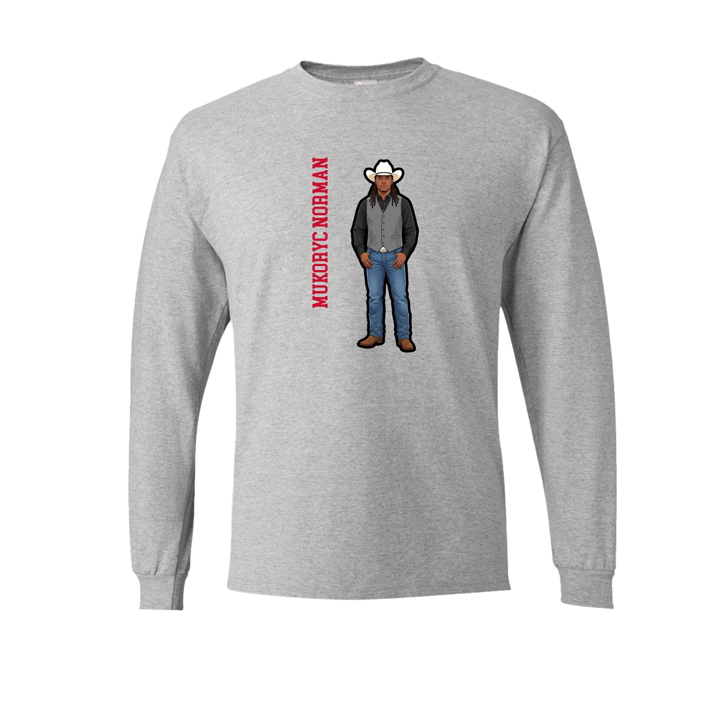 Long Sleeve Tee — Name Vertical in Grey