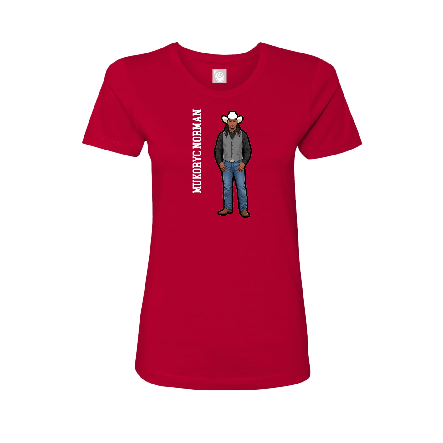 Womens Tee — Name Vertical in Red