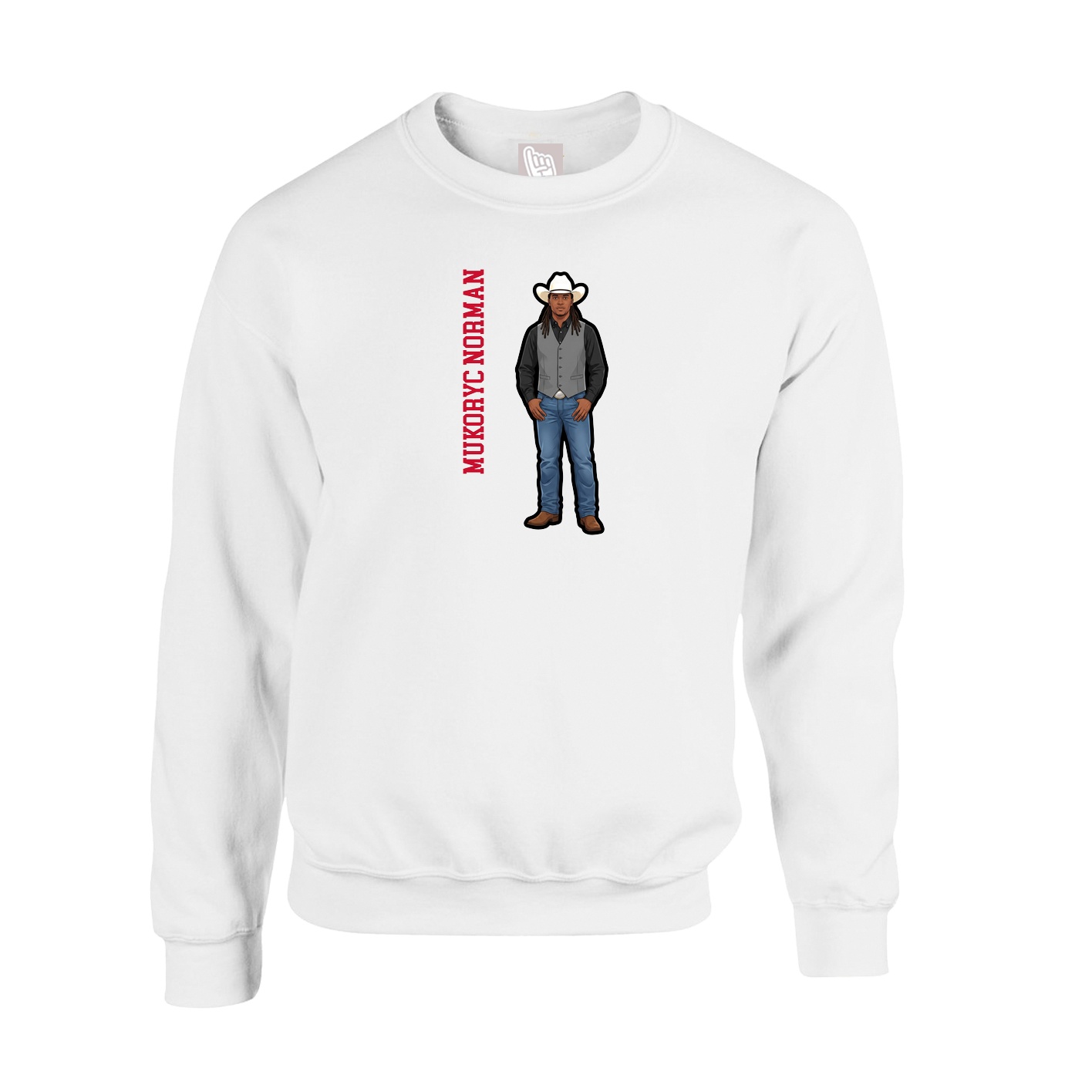 Fleece Crew — Name Vertical in White