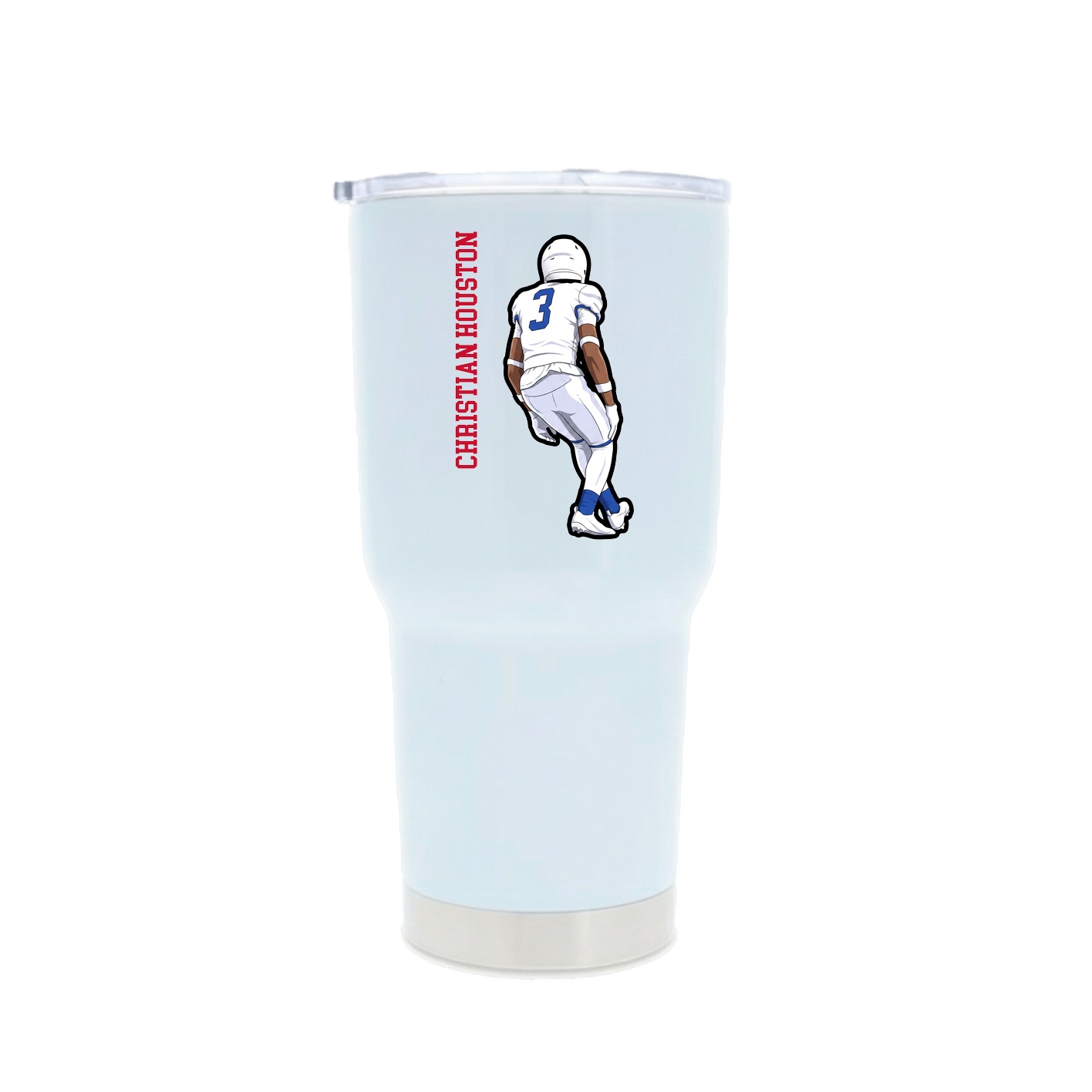 30oz Stainless Steel Tumbler — Name Vertical in White