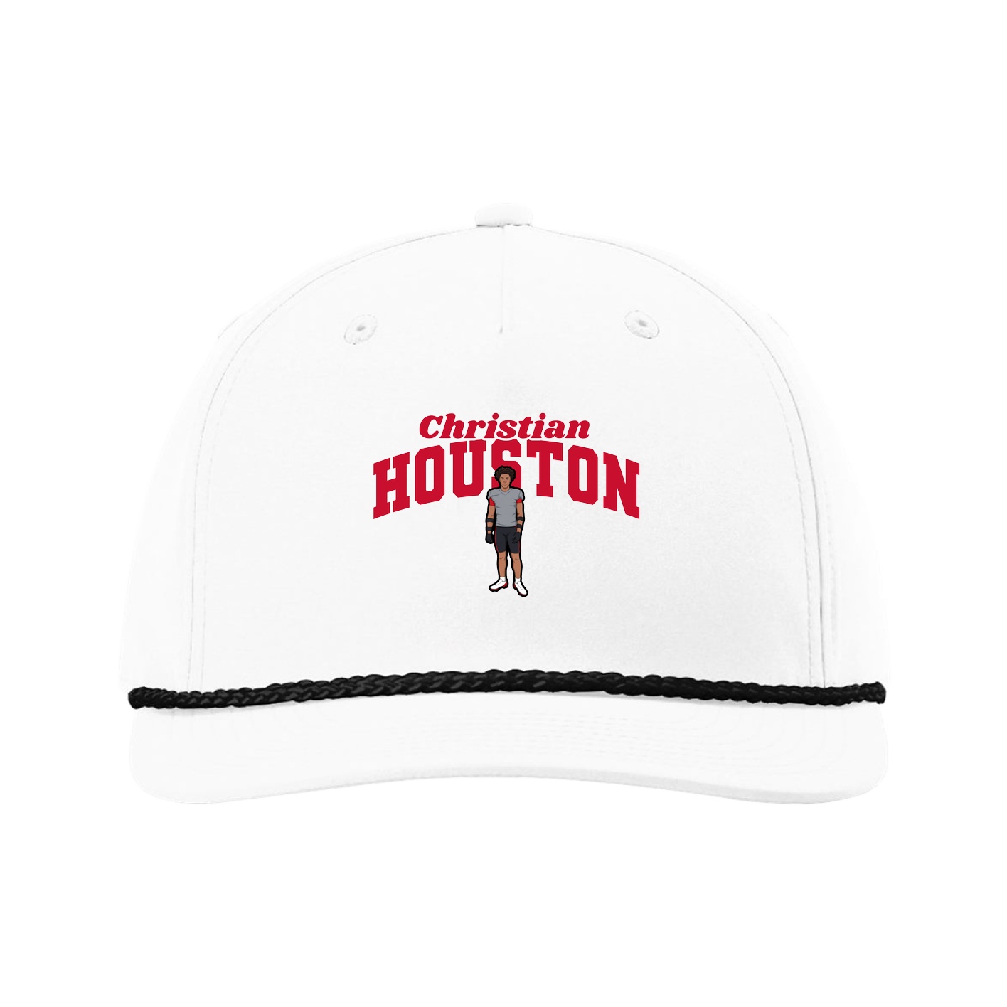 Five-Panel Classic Rope Cap — Signature Arch in White
