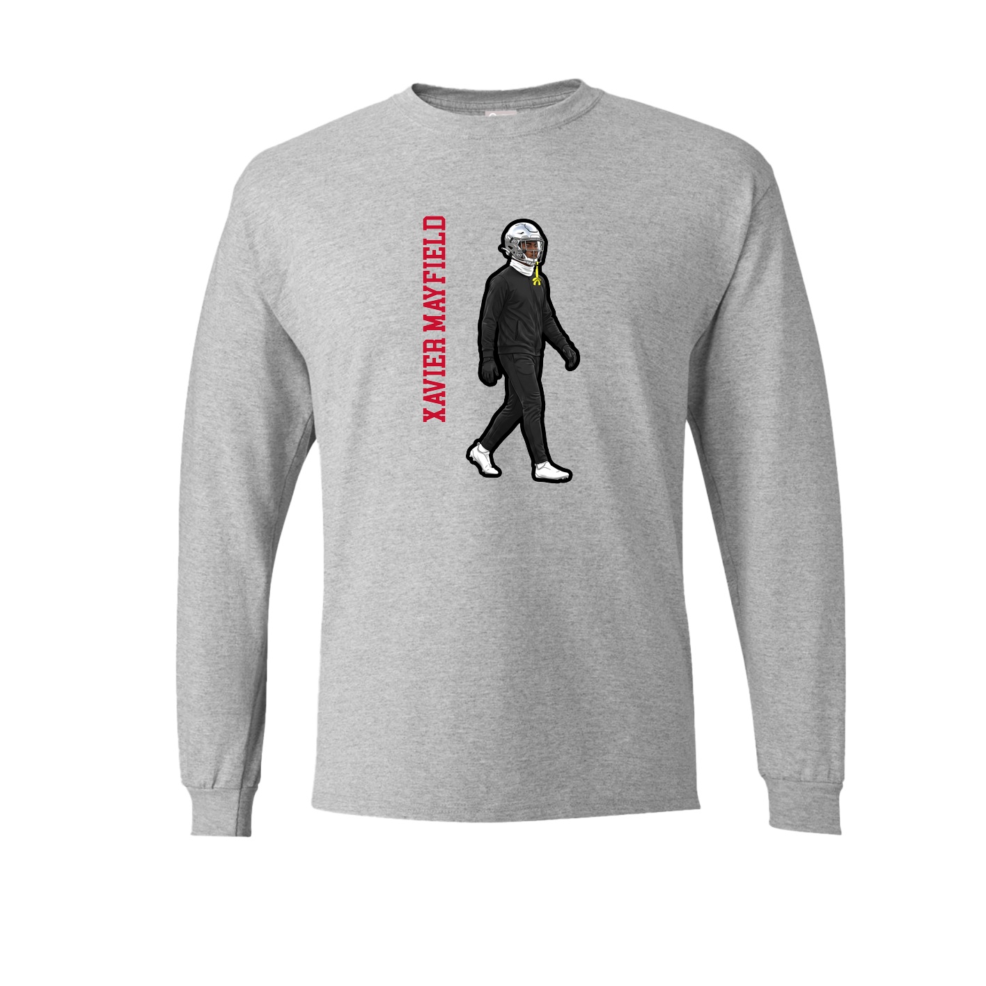 Long Sleeve Tee — Name Vertical in Grey