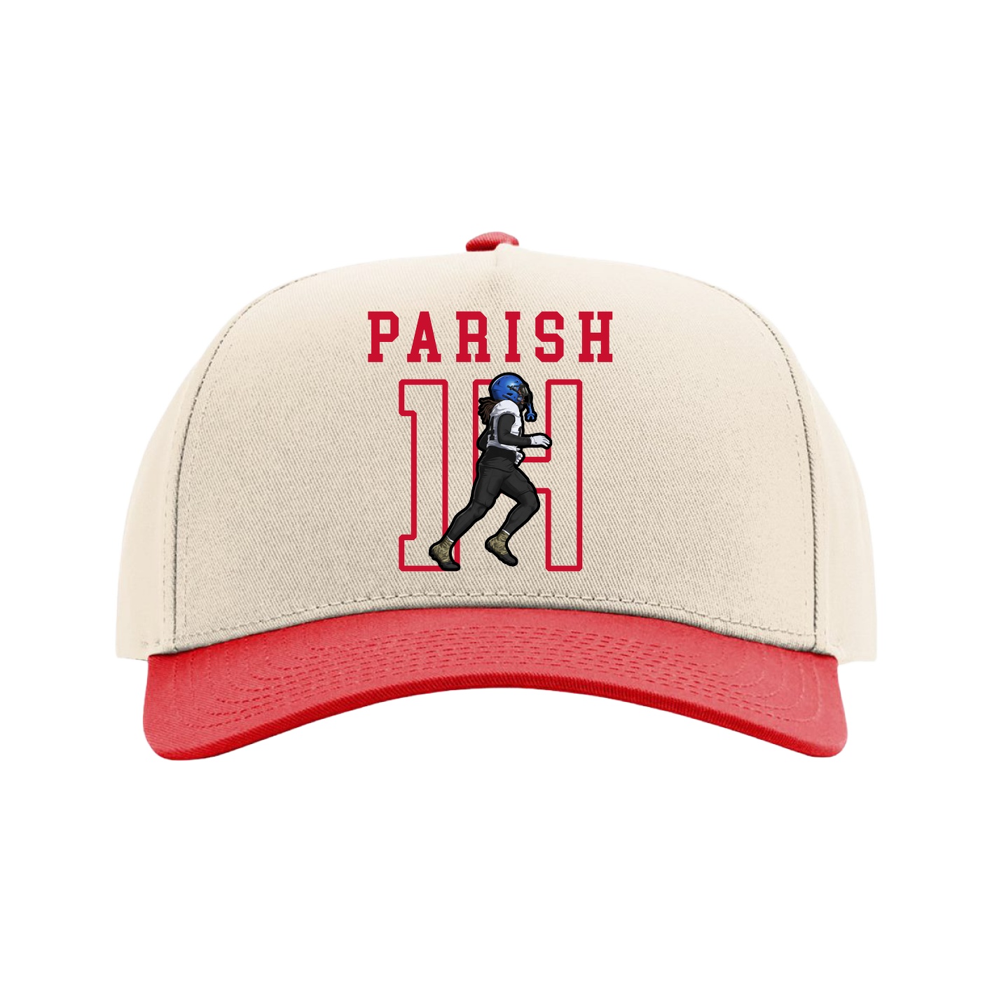 Full Fabric Five-Panel Champ Cap — Shirsey in Cream/Red