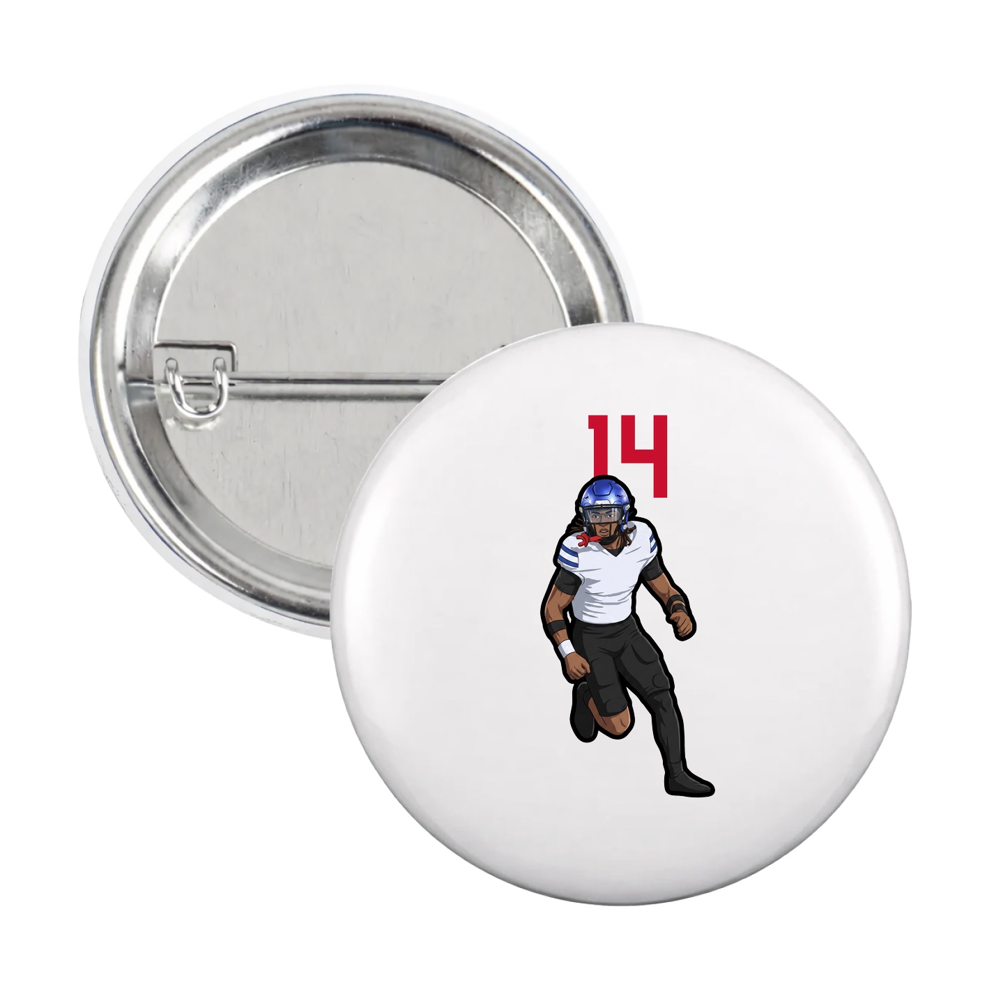 Game Day Button — Number Top in White