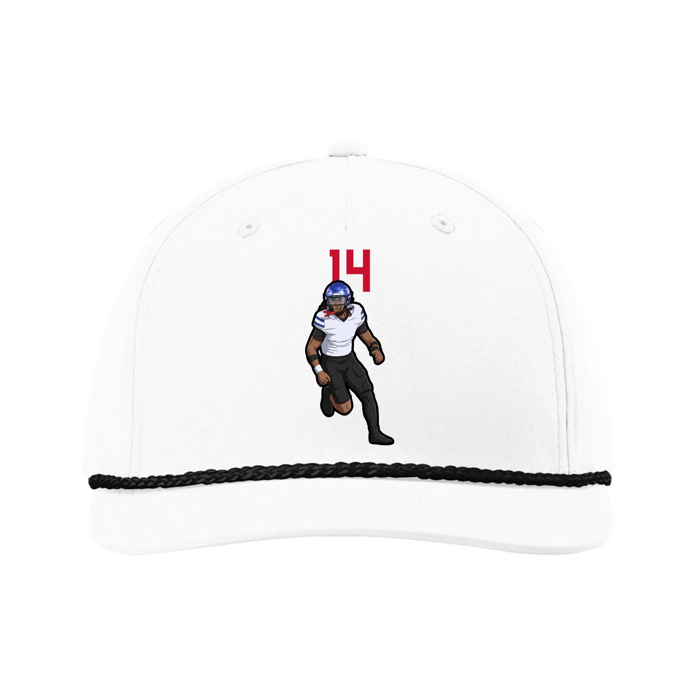 Five-Panel Classic Rope Cap — Number Top in White