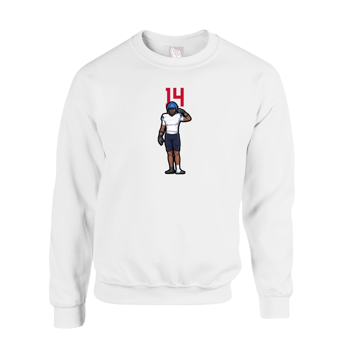 Fleece Crew — Number Top in White