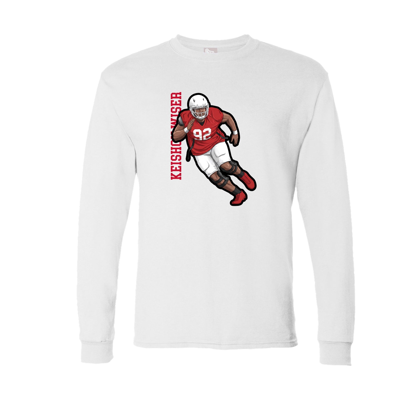 Long Sleeve Tee — Name Vertical in White