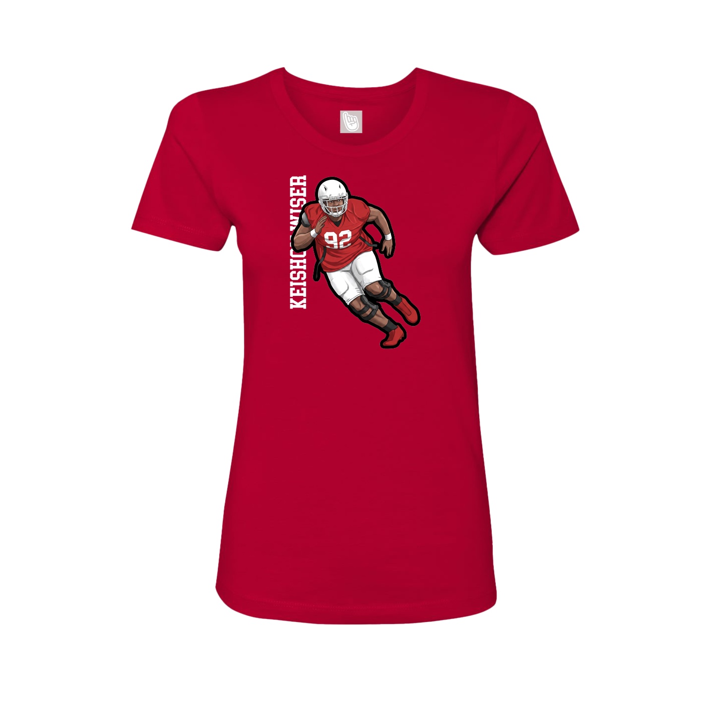 Fitted Women's Tee — Name Vertical in Red