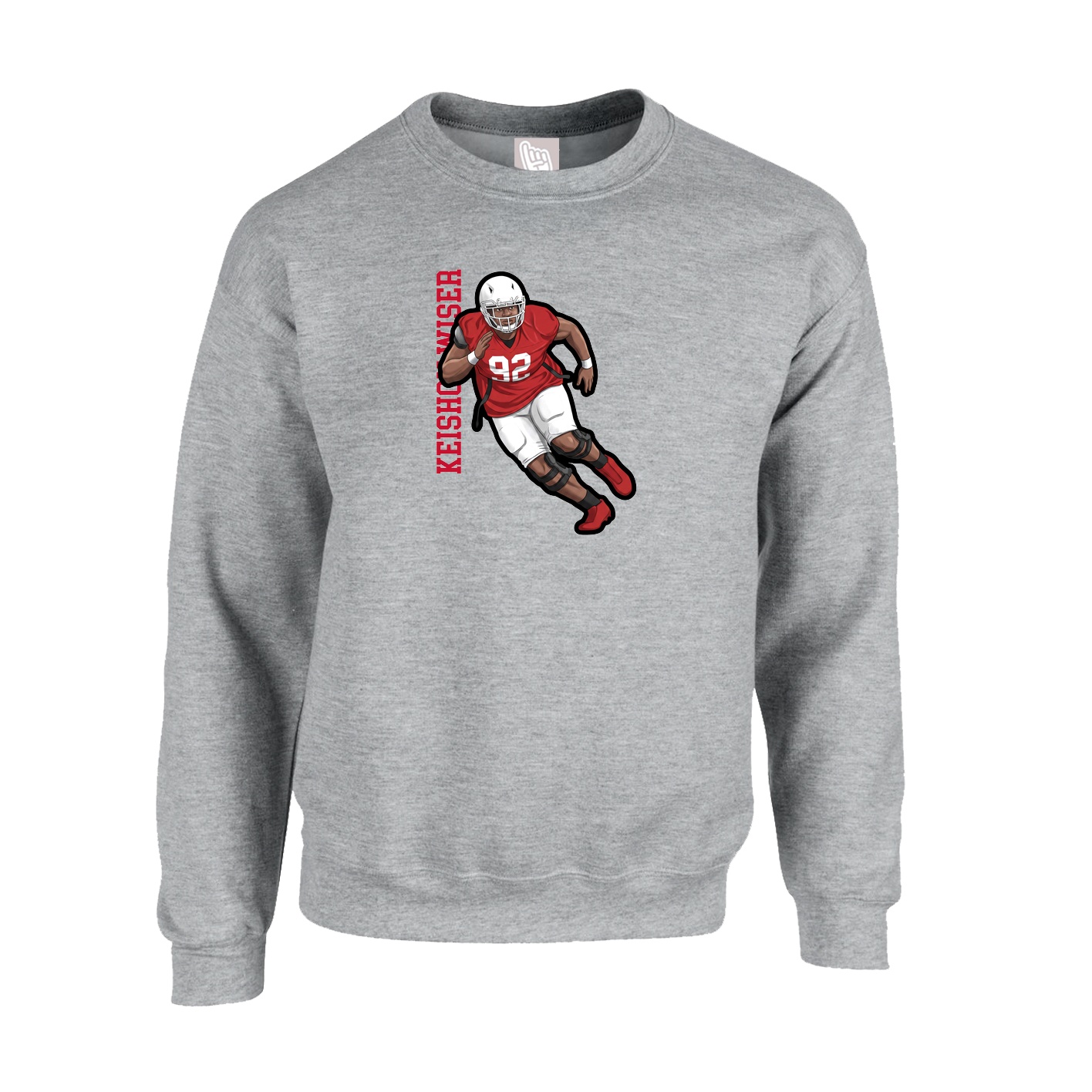 Fleece Crew — Name Vertical in Grey