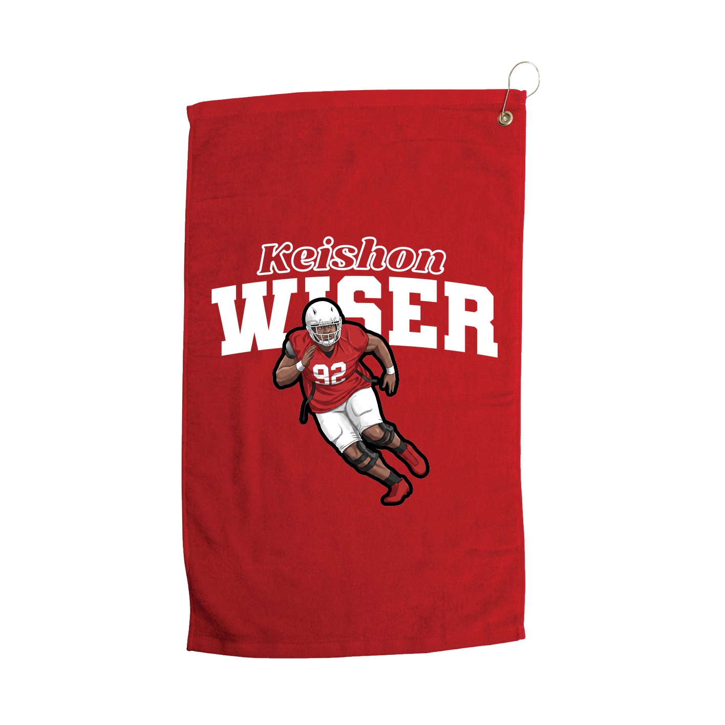 Golf Towel — Name Arch in Red