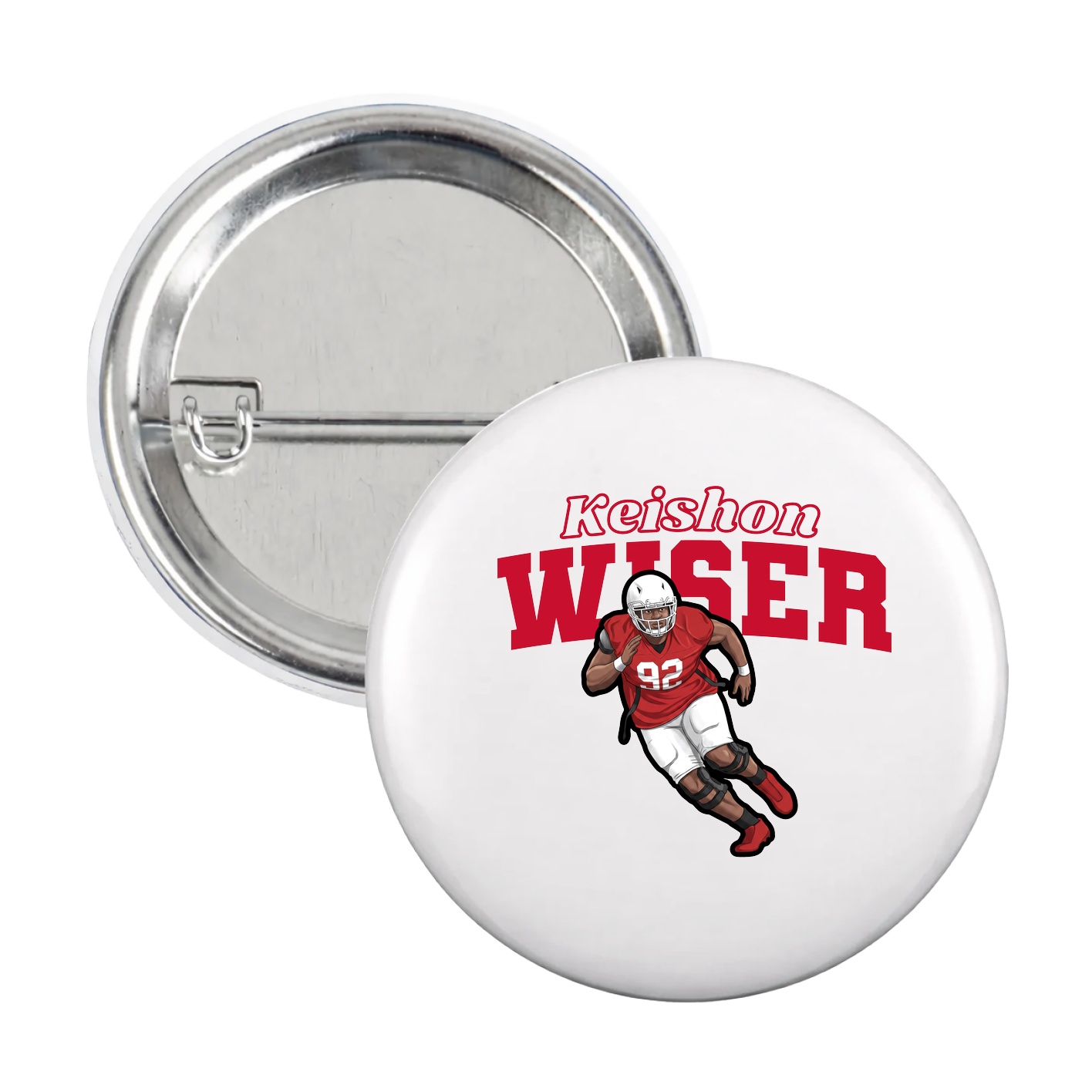 Game Day Button — Name Arch in White