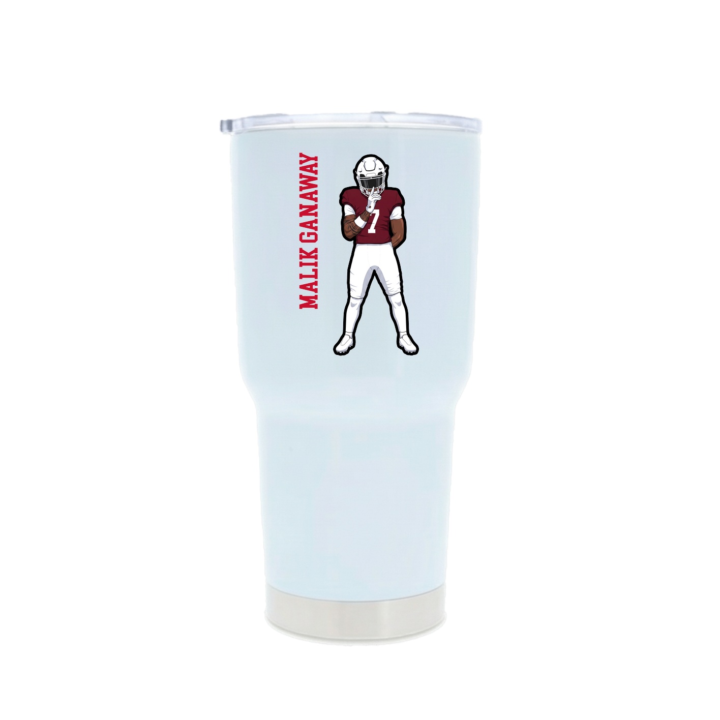 30oz Stainless Steel Tumbler — Name Vertical in White