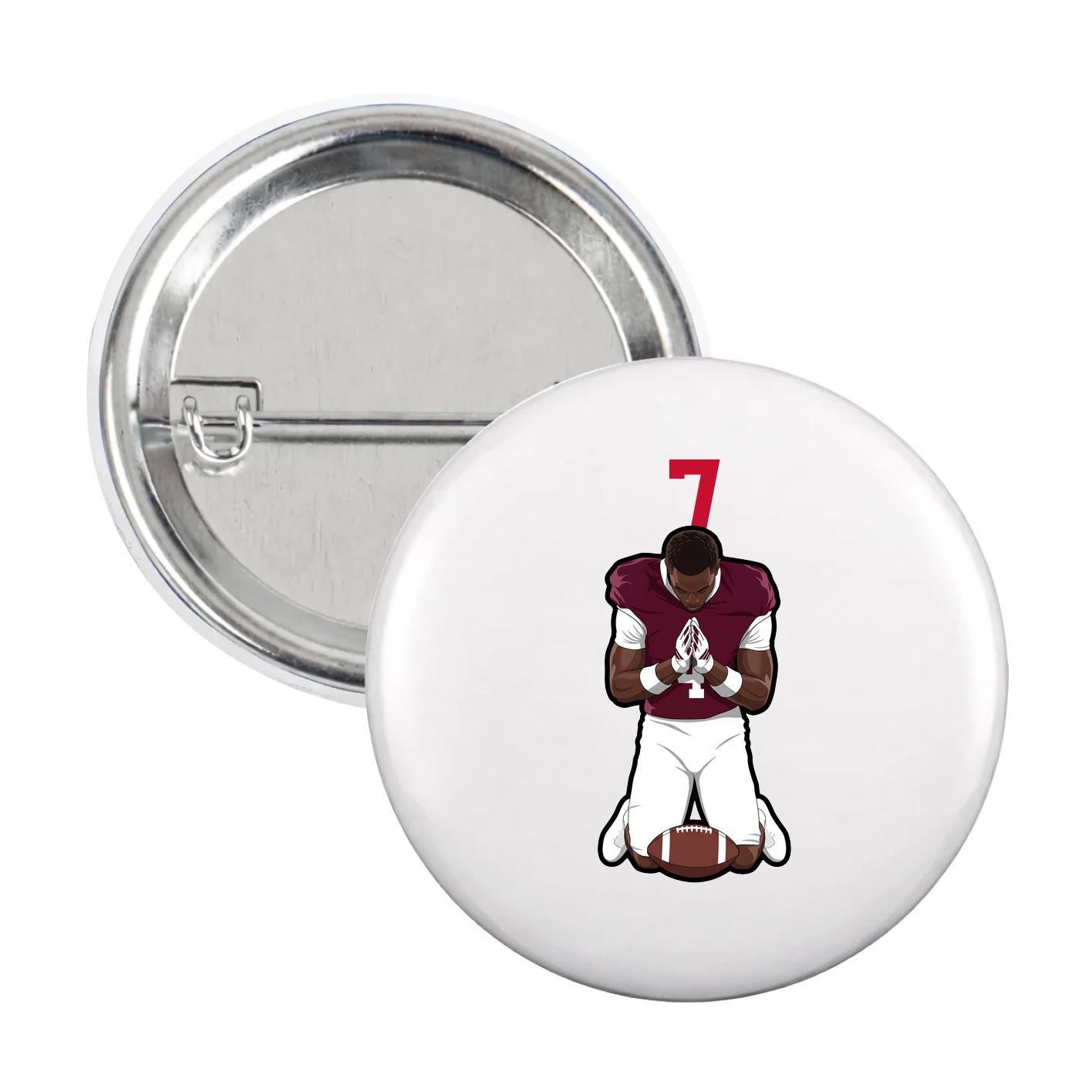 Game Day Button — Number Top in White