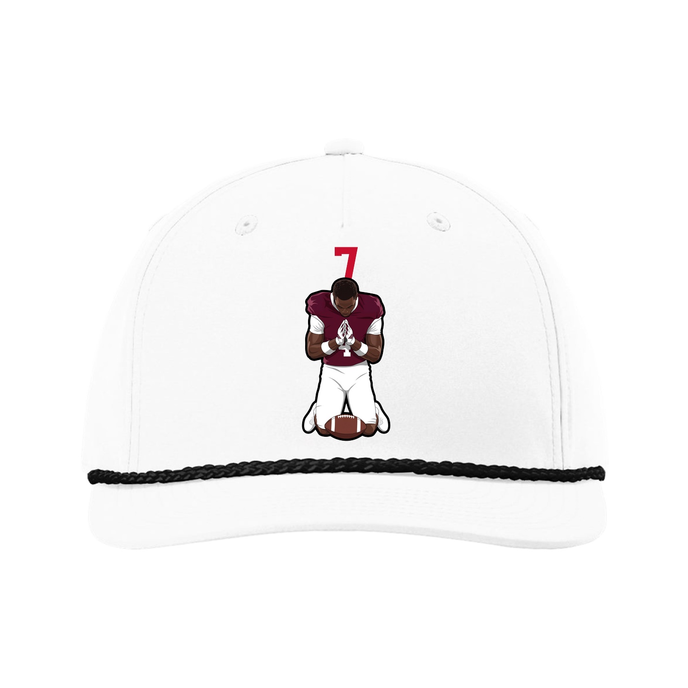 Five-Panel Classic Rope Cap — Number Top in White