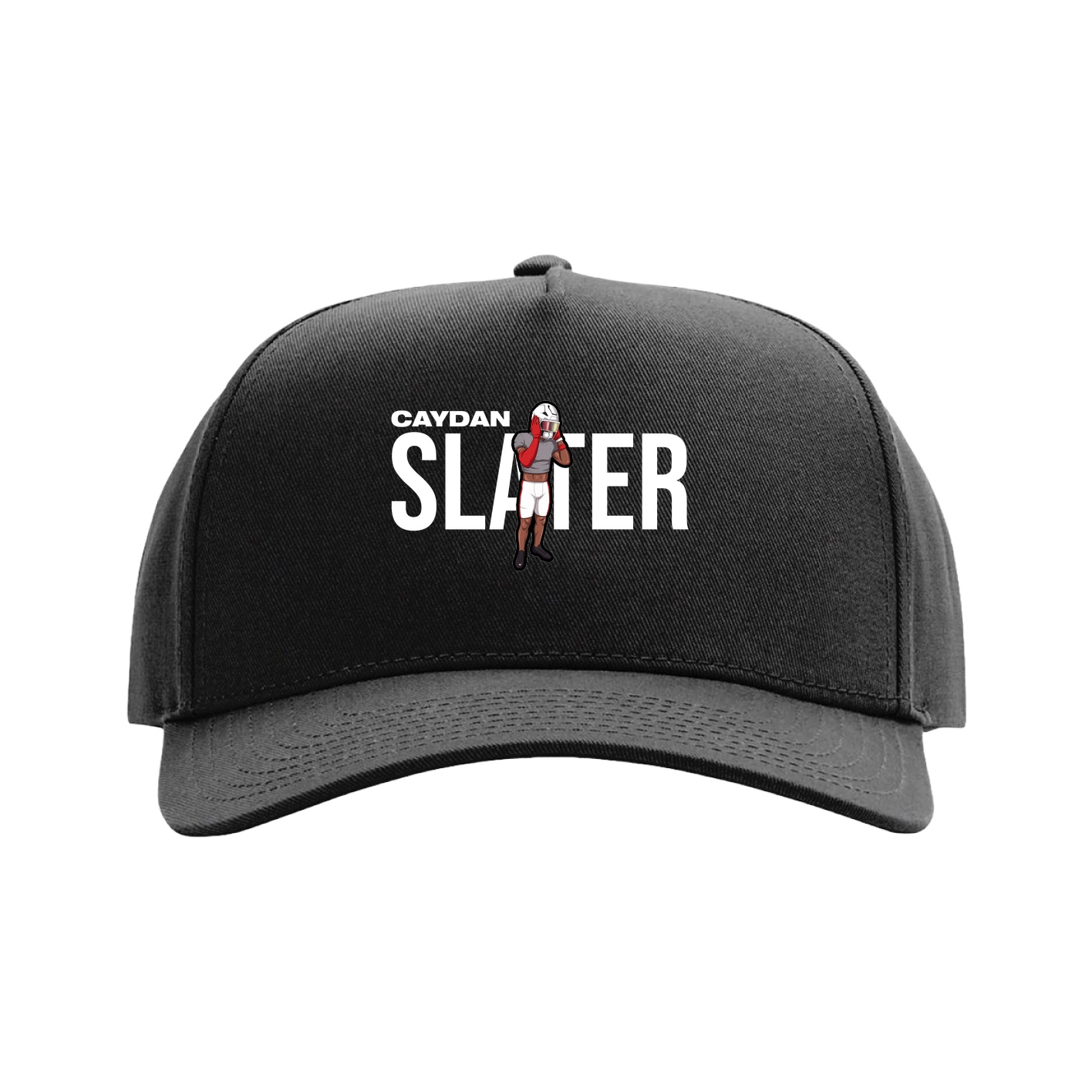 Full Fabric Five-Panel Champ Cap — Player Name in Black