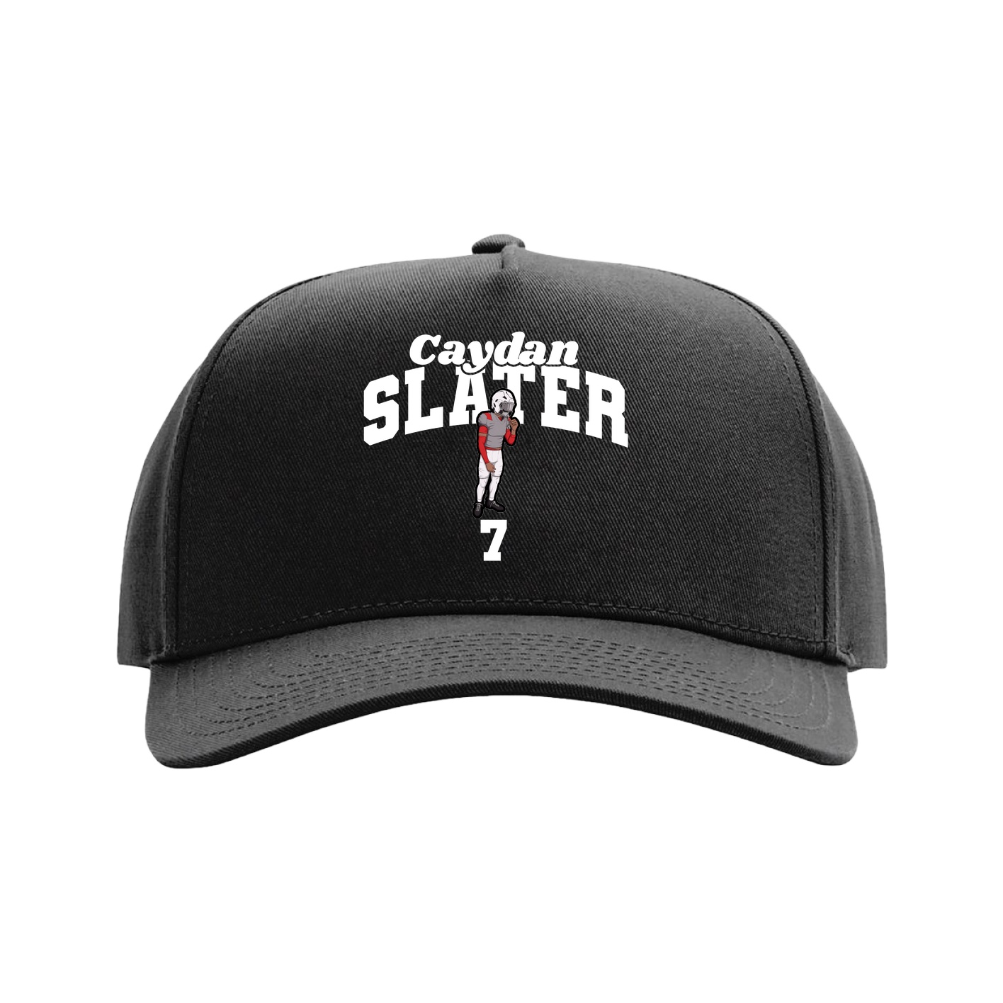 Full Fabric Five-Panel Champ Cap — Signature Arch in Black