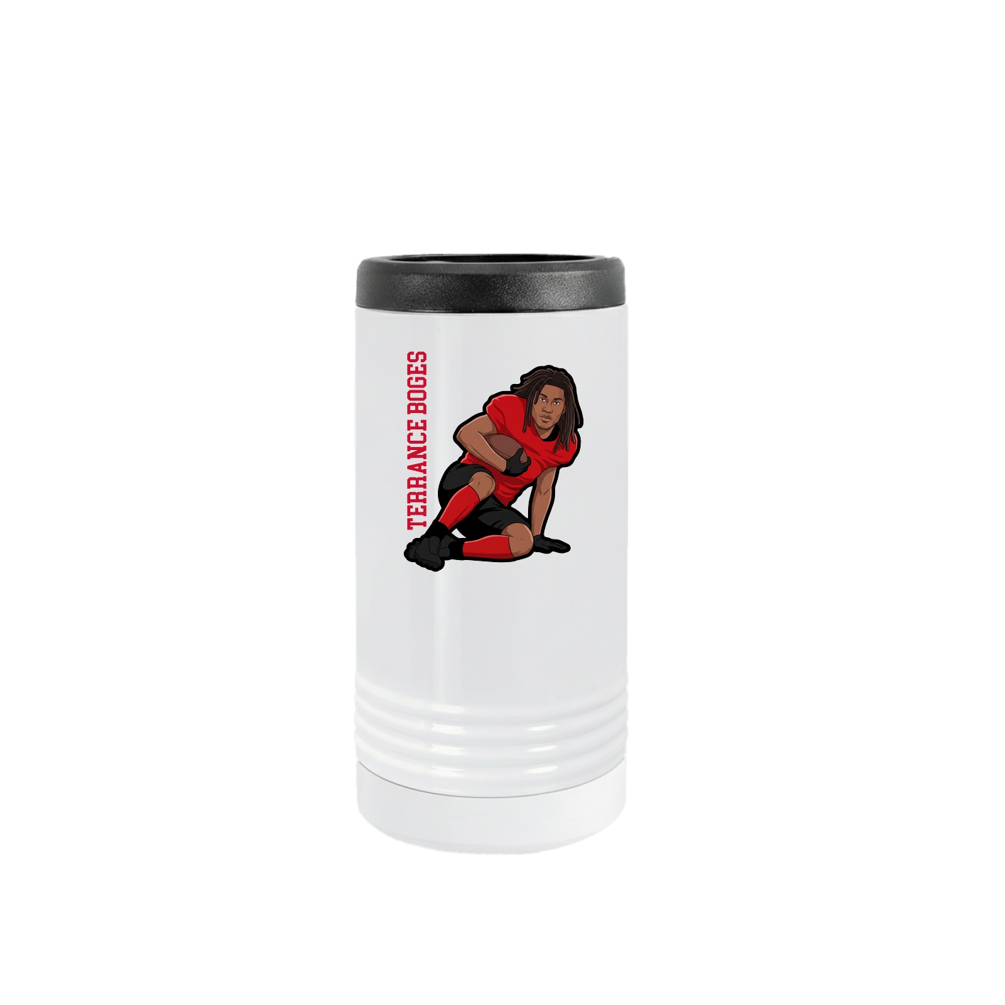 Slim Beverage Holder — Name Vertical in White
