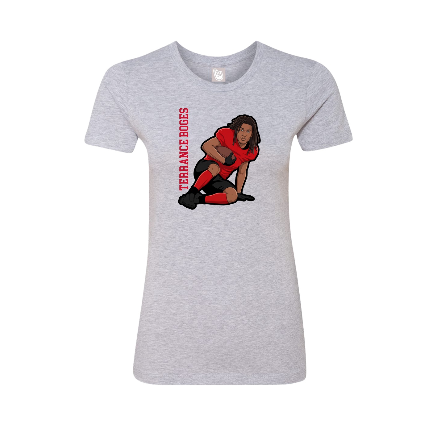Fitted Women's Tee — Name Vertical in Grey