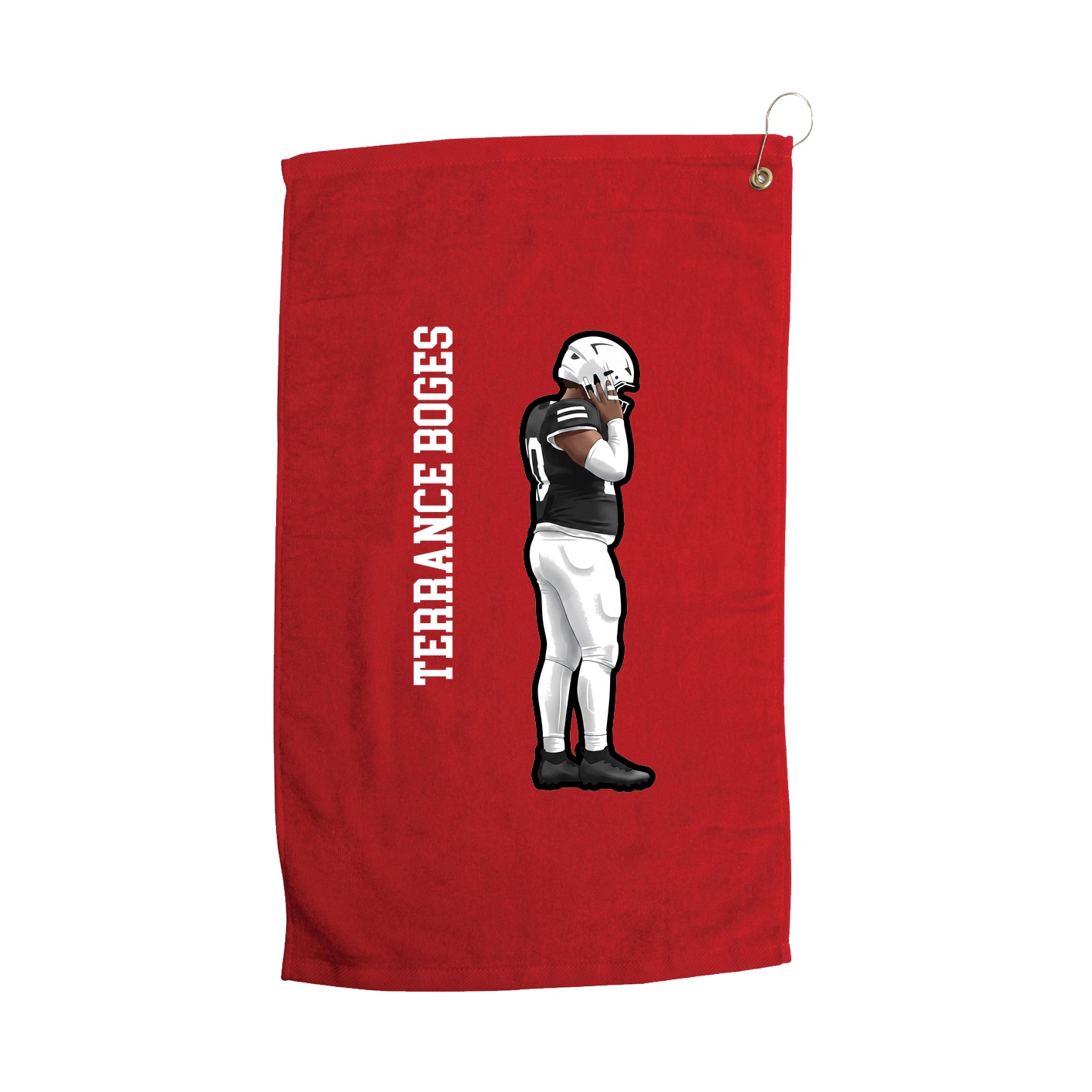 Golf Towel — Name Vertical in Red