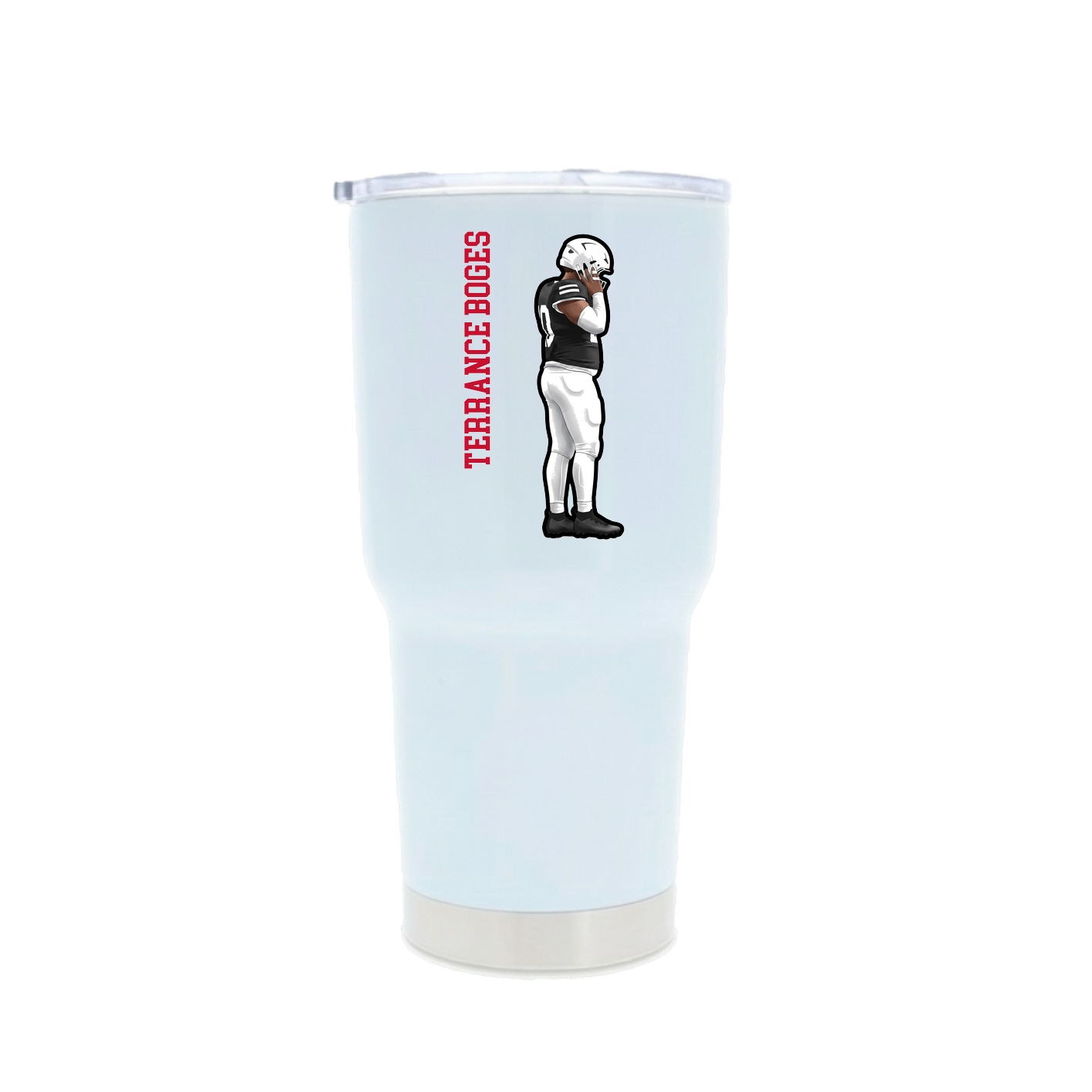 30oz Stainless Steel Tumbler — Name Vertical in White