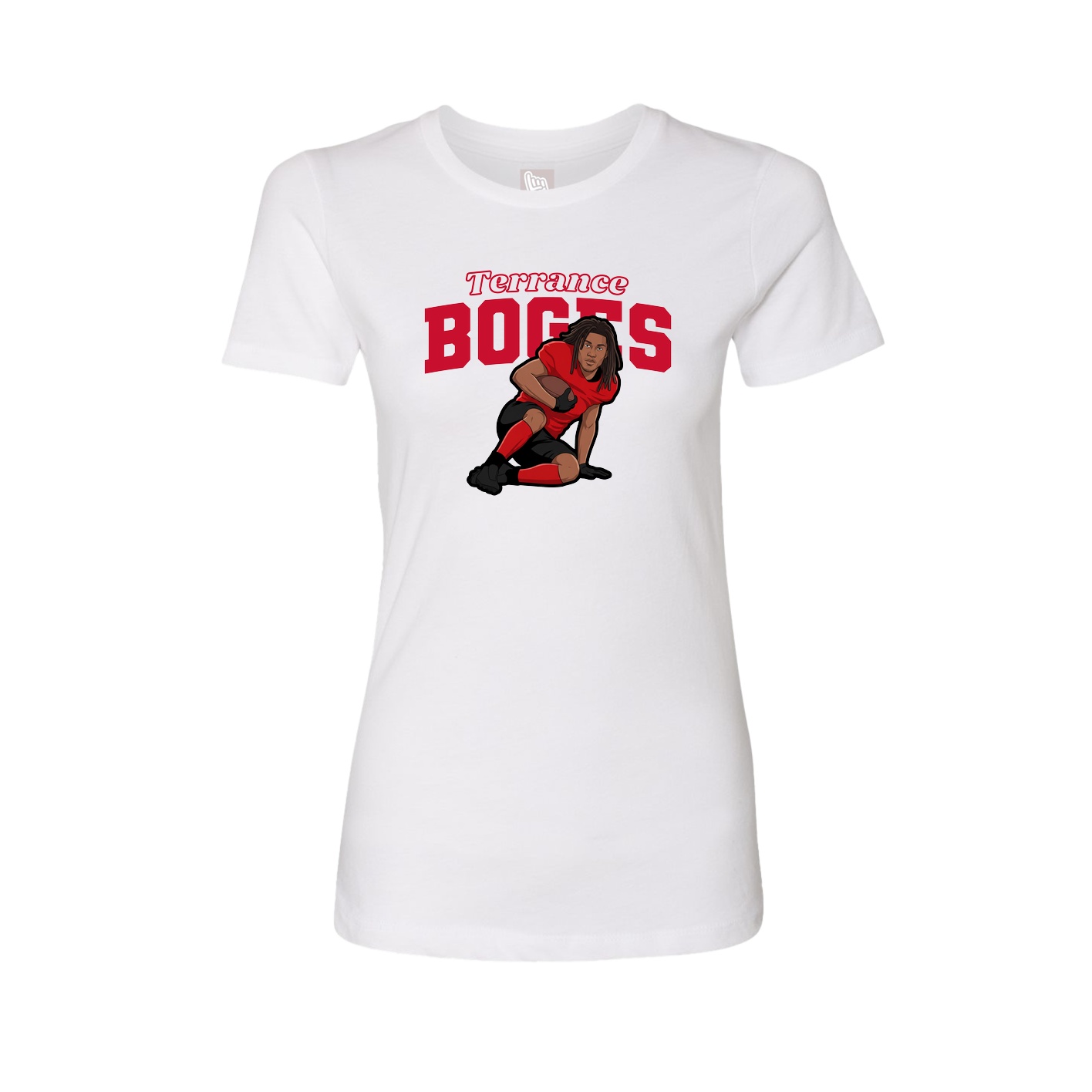 Fitted Women's Tee — Name Arch in White