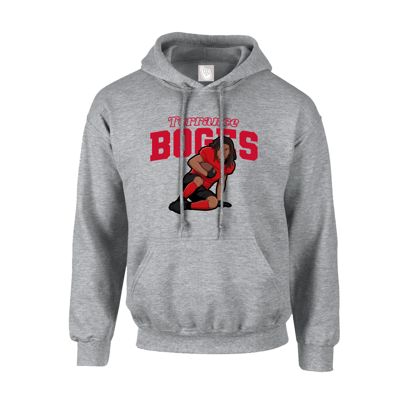 Youth Hoodie — Name Arch in Grey