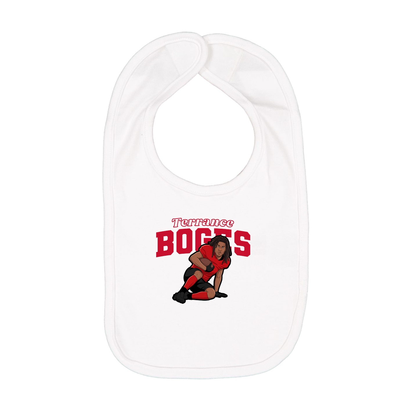 Infant Bib — Name Arch in White