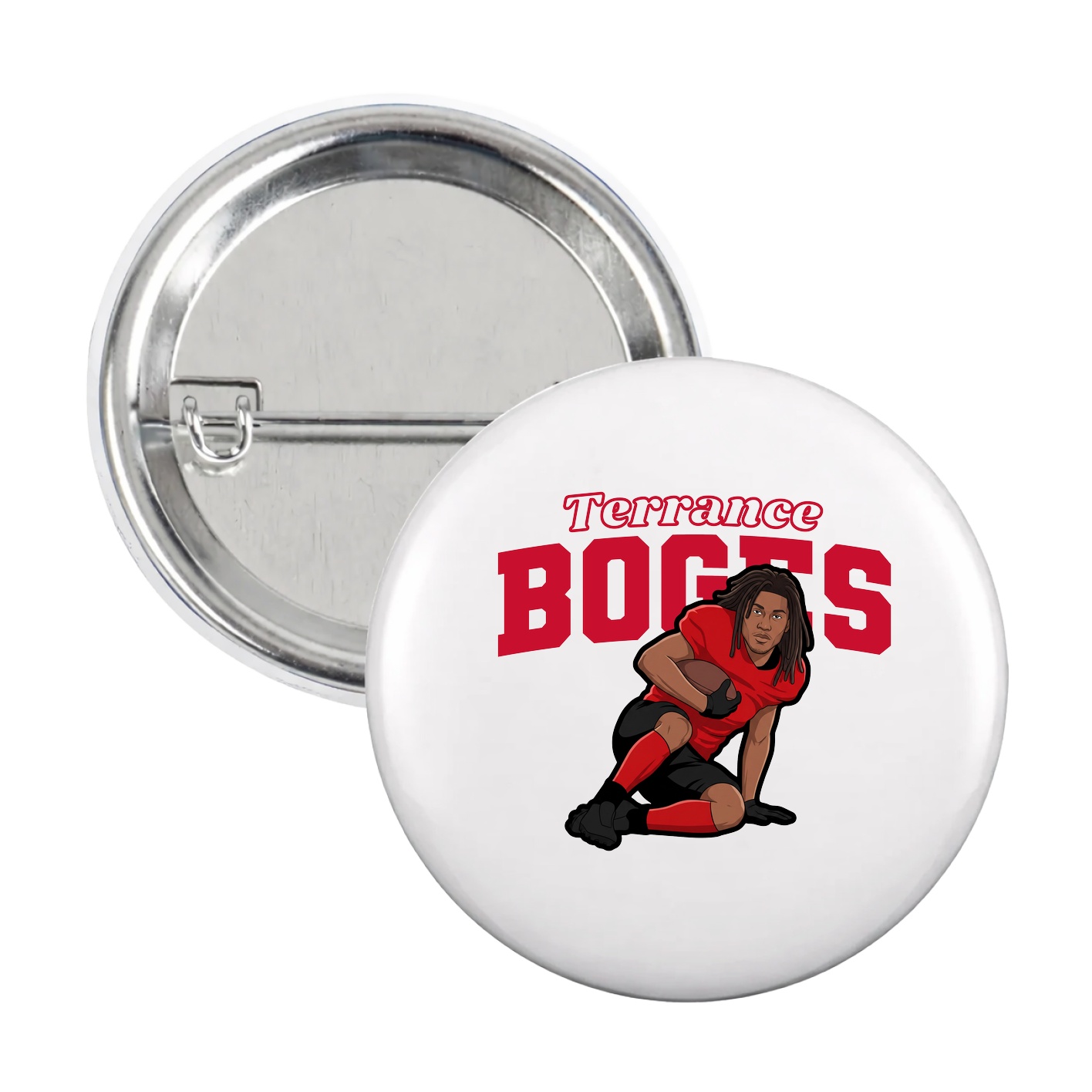 Game Day Button — Name Arch in White