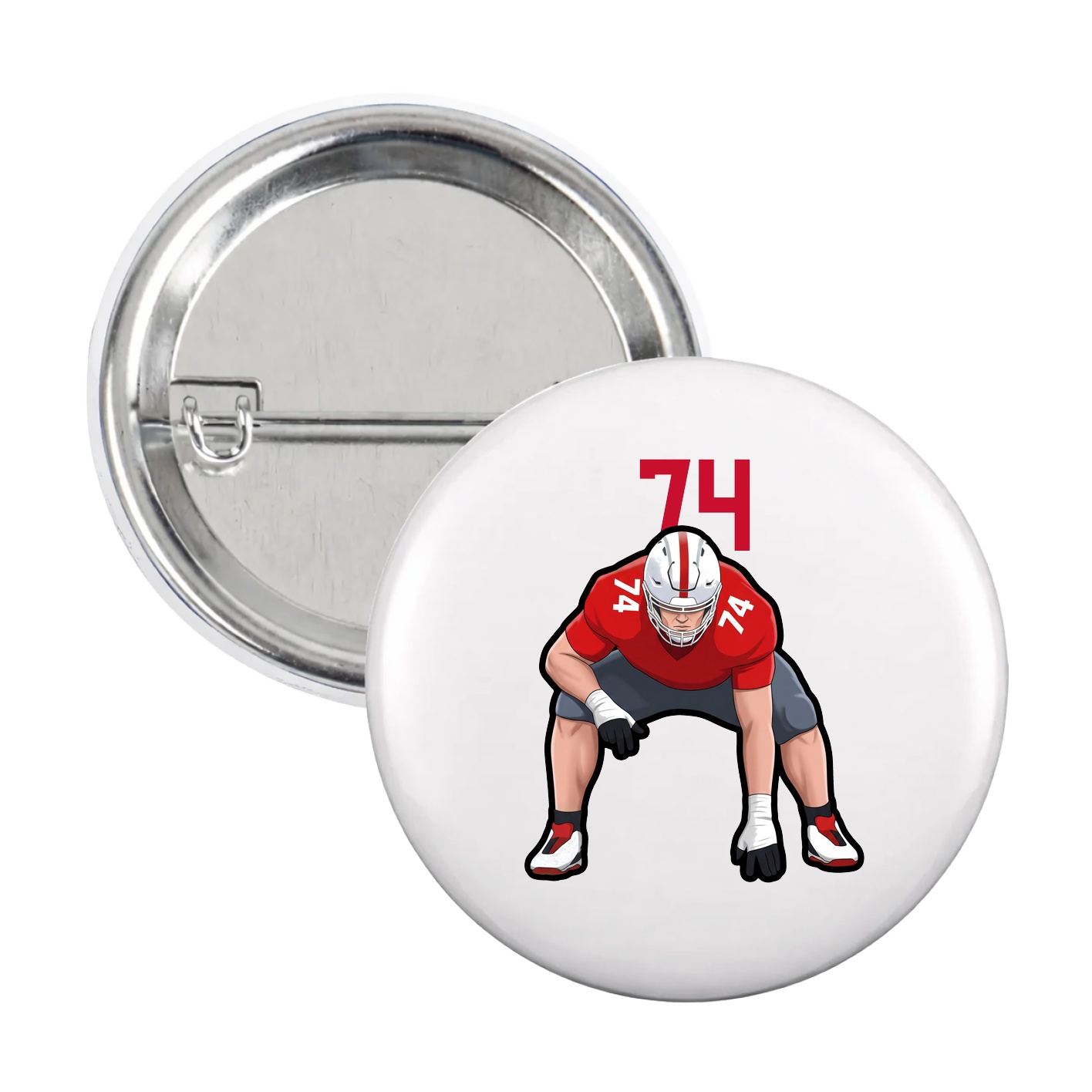 Game Day Button — Number Top in White