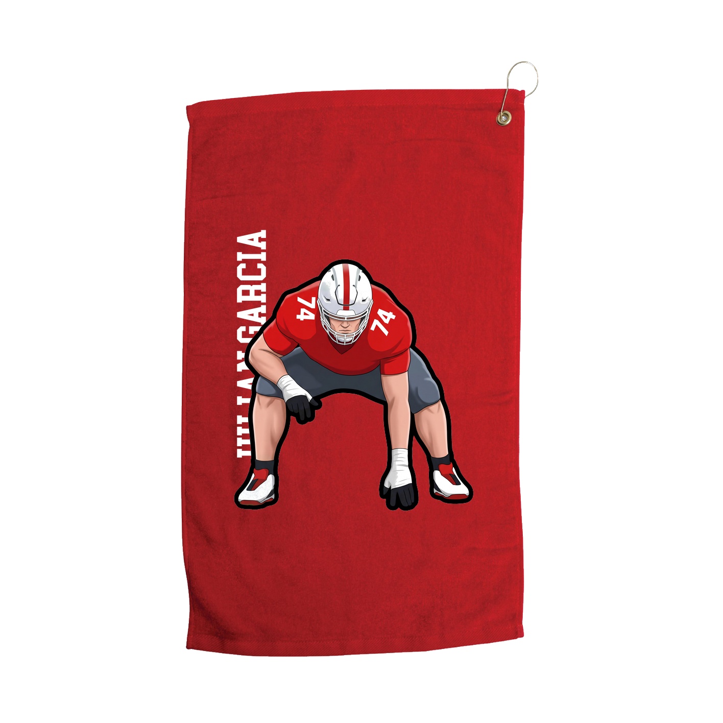Golf Towel — Name Vertical in Red