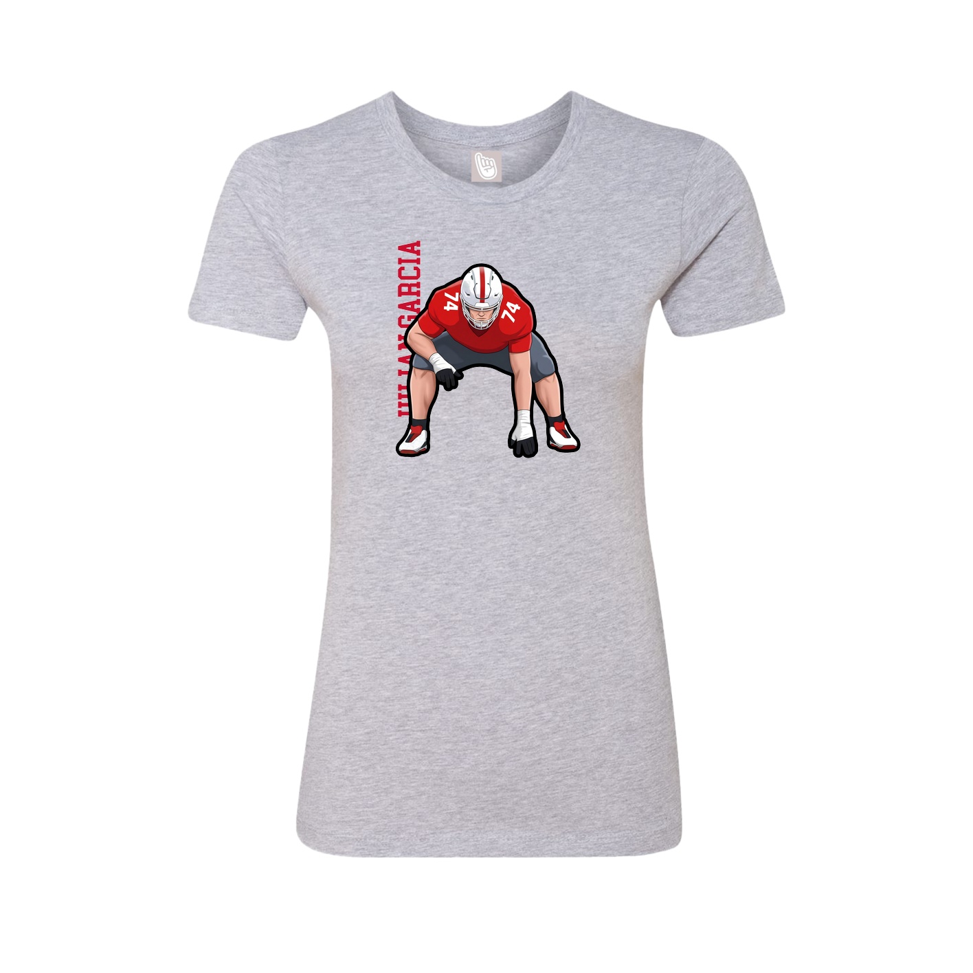 Fitted Women's Tee — Name Vertical in Grey