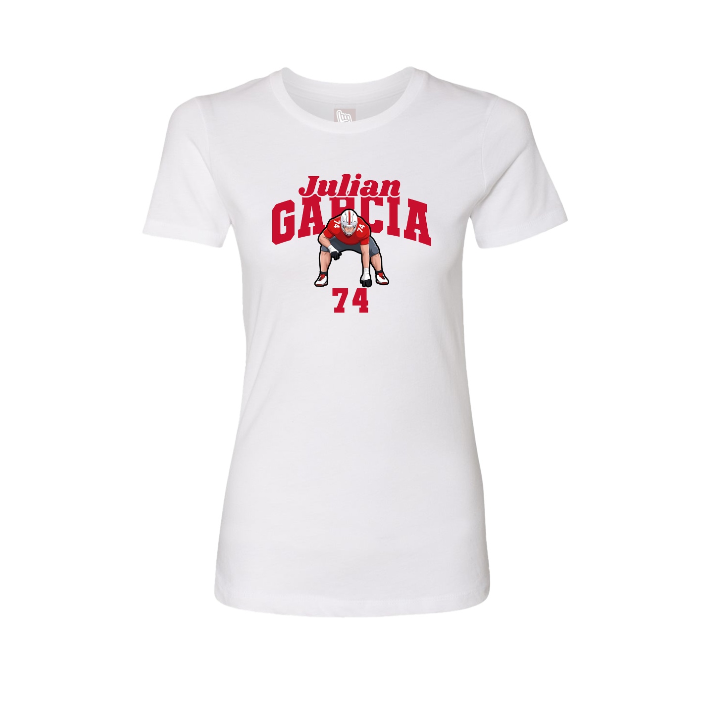 Fitted Women's Tee — Signature Arch in White