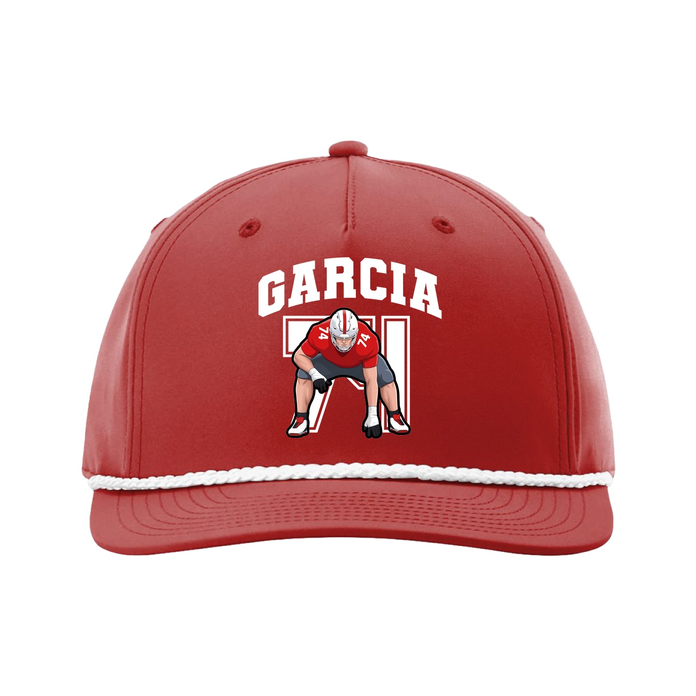 Five-Panel Classic Rope Cap — Number in Red