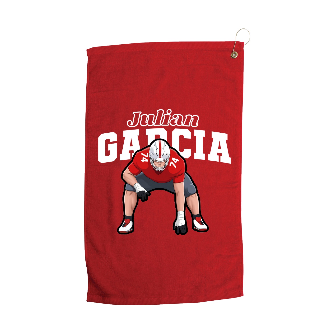 Golf Towel — Name Arch in Red