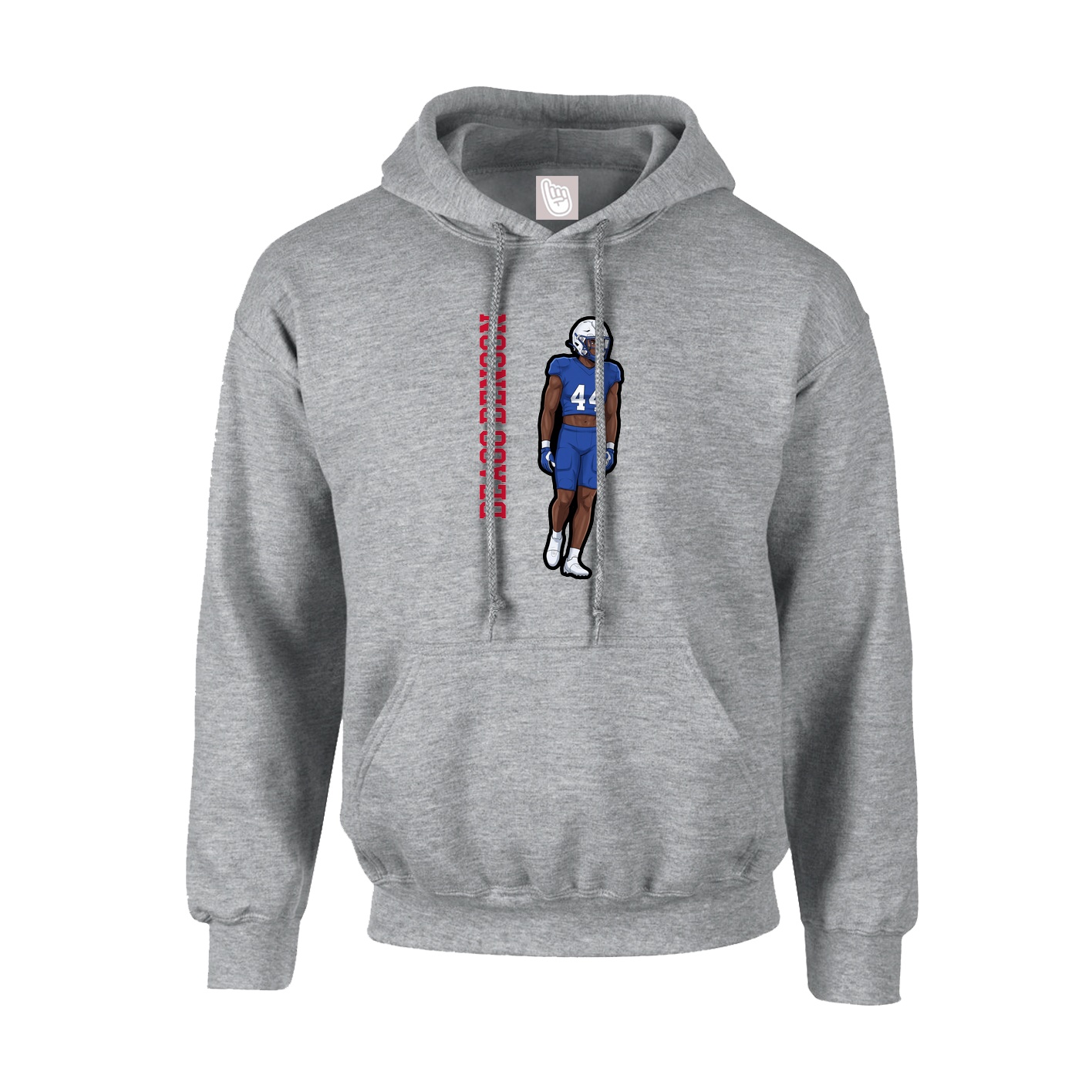 Hoodie — Name Vertical in Grey
