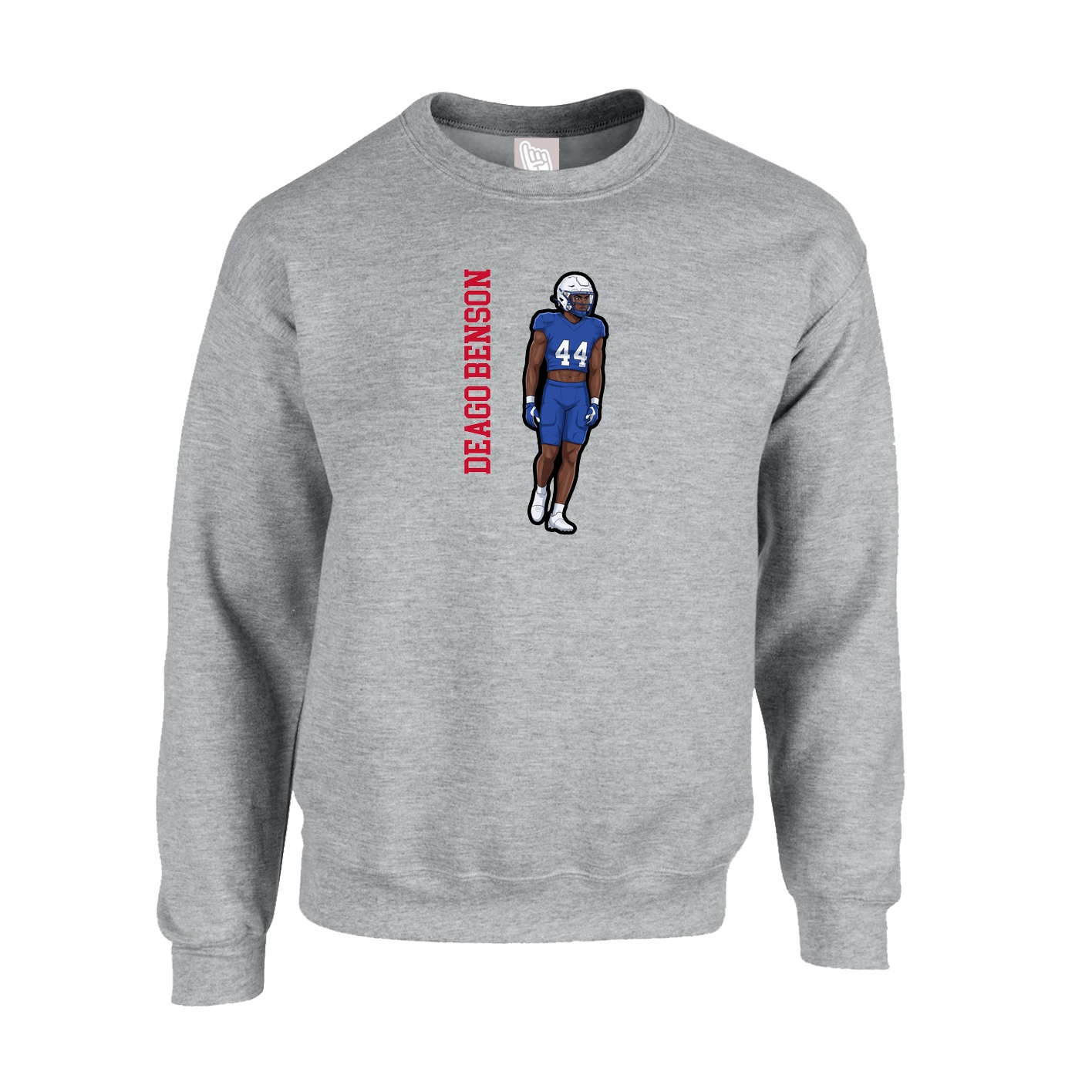 Fleece Crew — Name Vertical in Grey