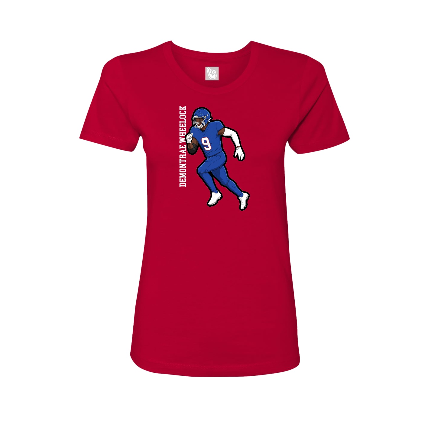 Fitted Women's Tee — Name Vertical in Red