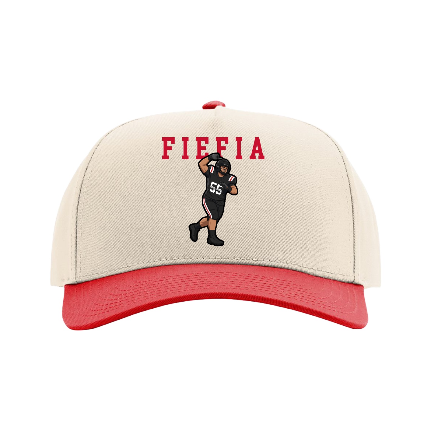 Full Fabric Five-Panel Champ Cap — Shirsey in Cream/Red