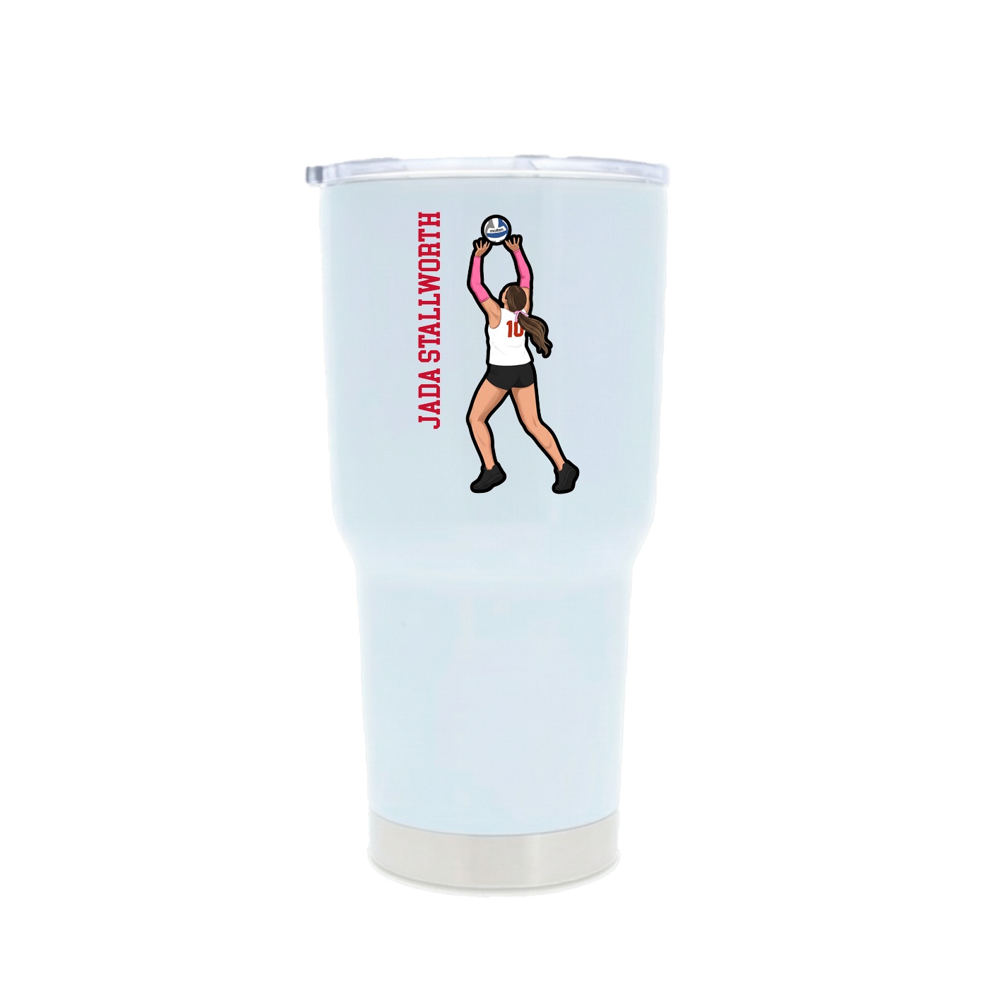 30oz Stainless Steel Tumbler — Name Vertical in White