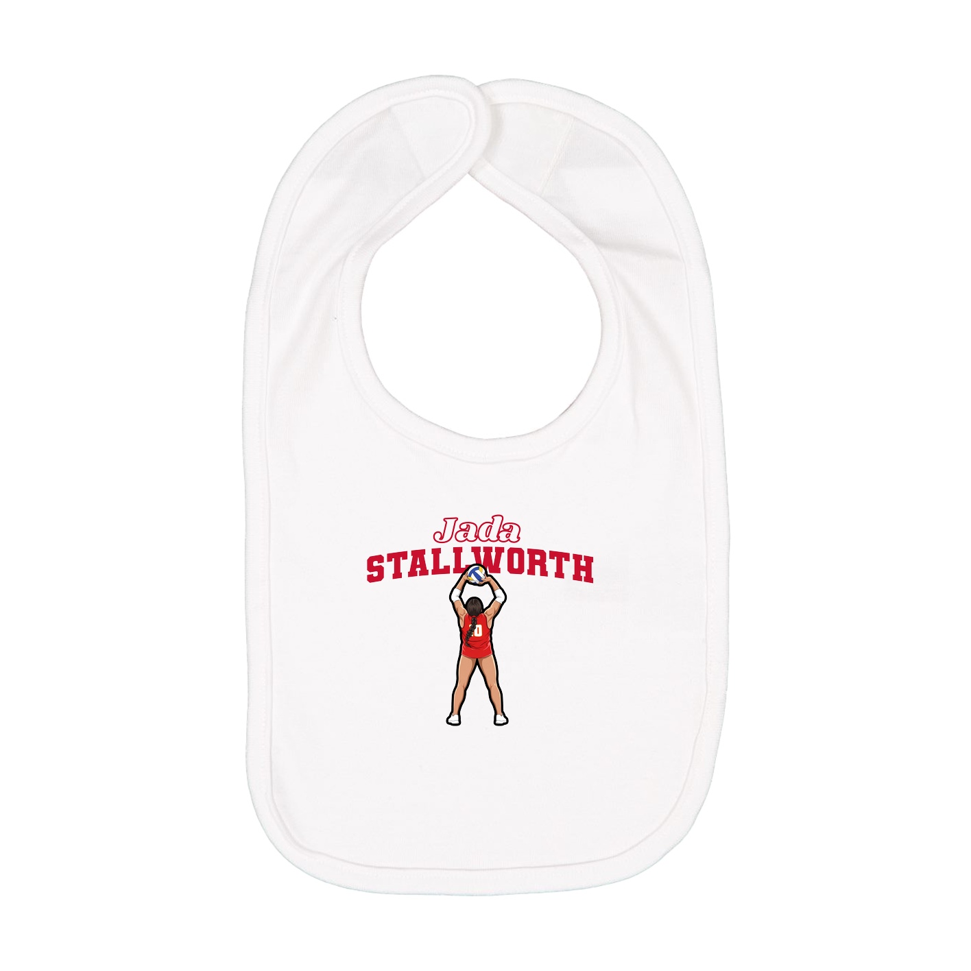 Infant Bib — Name Arch in White