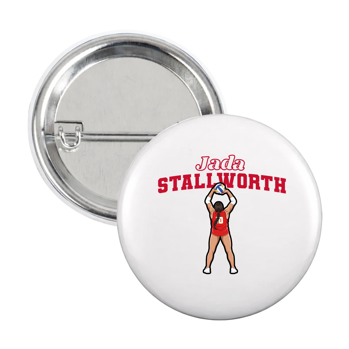 Game Day Button — Name Arch in White