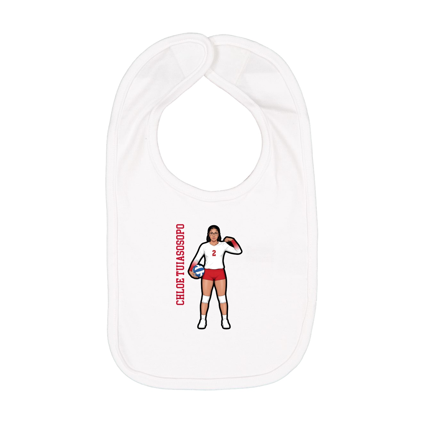 Infant Bib — Name Vertical in White