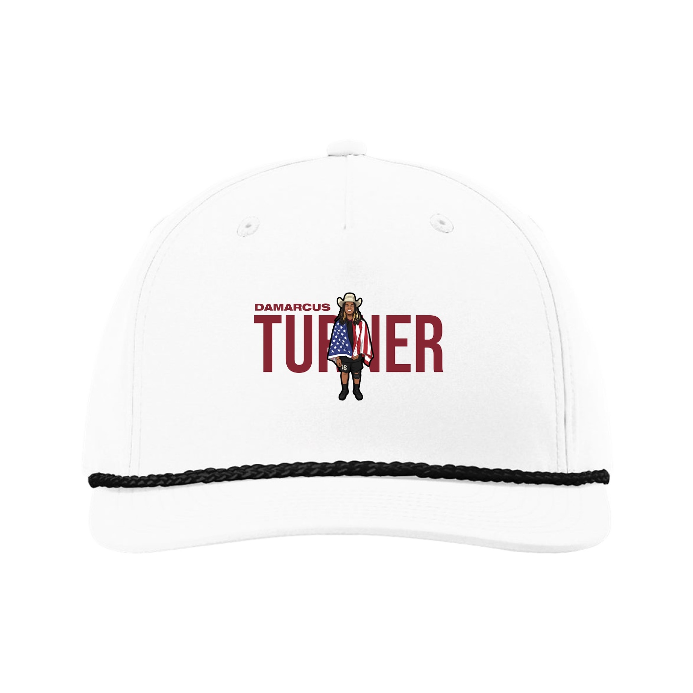 Five-Panel Classic Rope Cap — Player Name in White