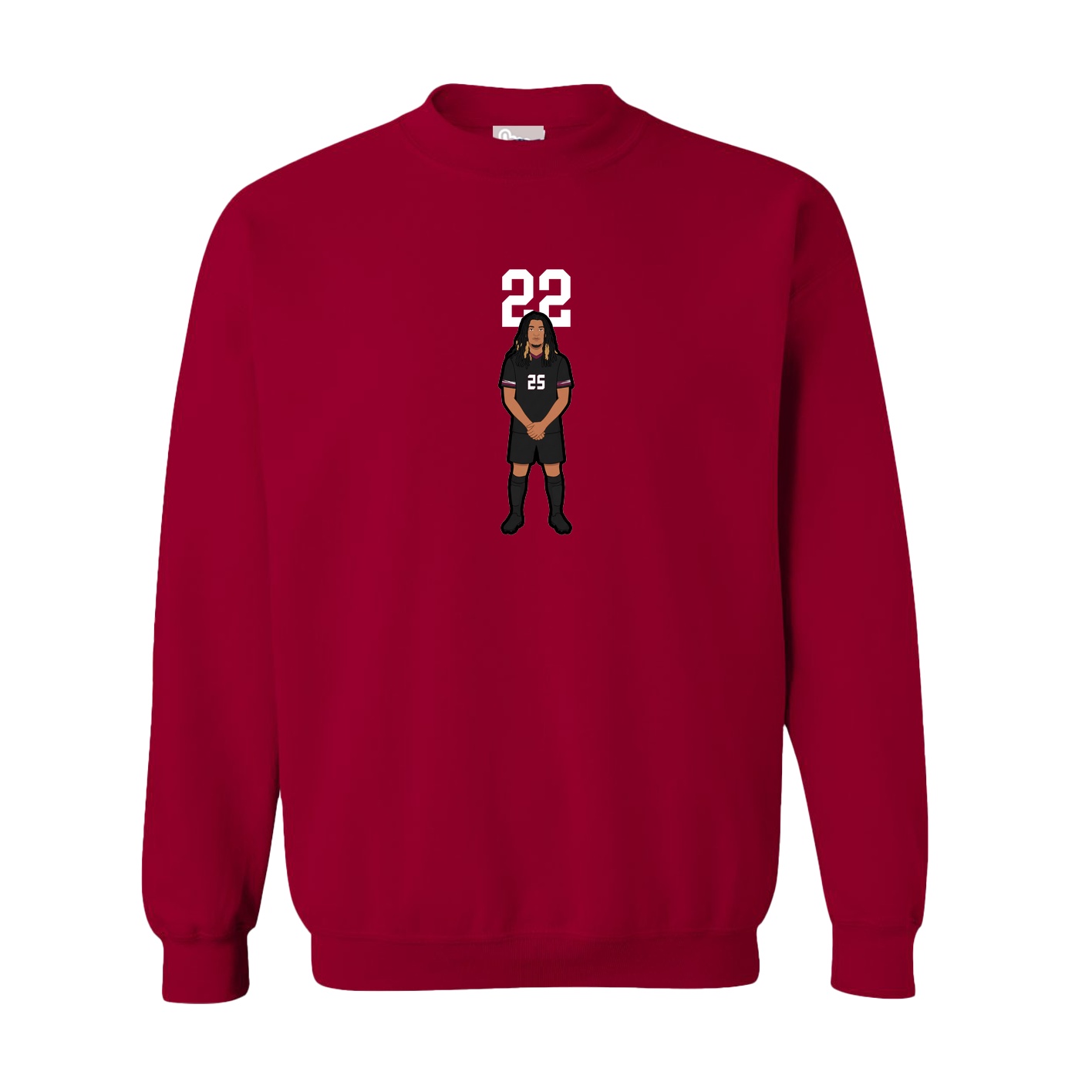 Fleece Crew — Number Top in Cardinal