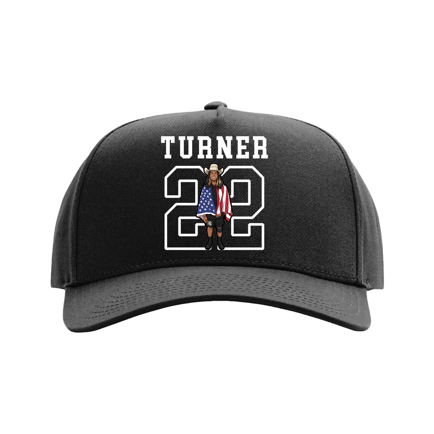 Full Fabric Five-Panel Champ Cap — Shirsey in Black