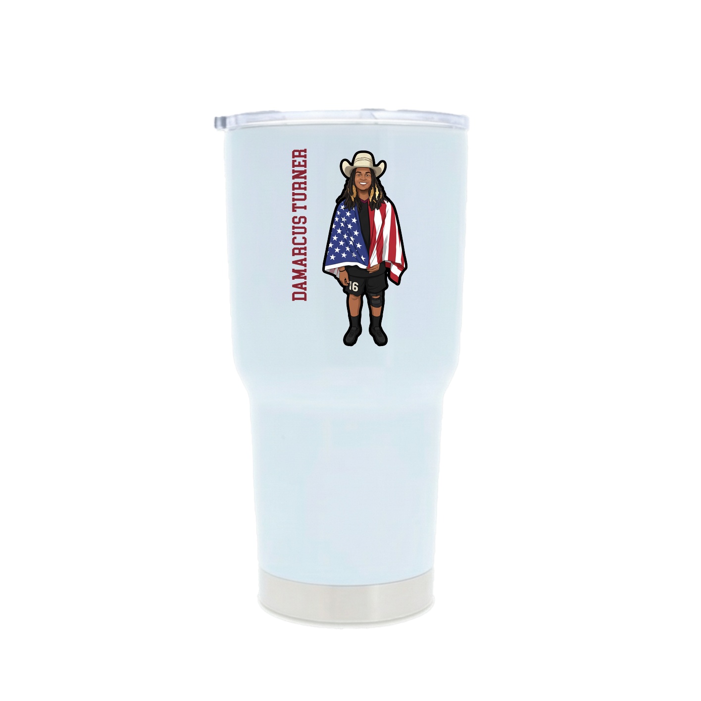 30oz Stainless Steel Tumbler — Name Vertical in White