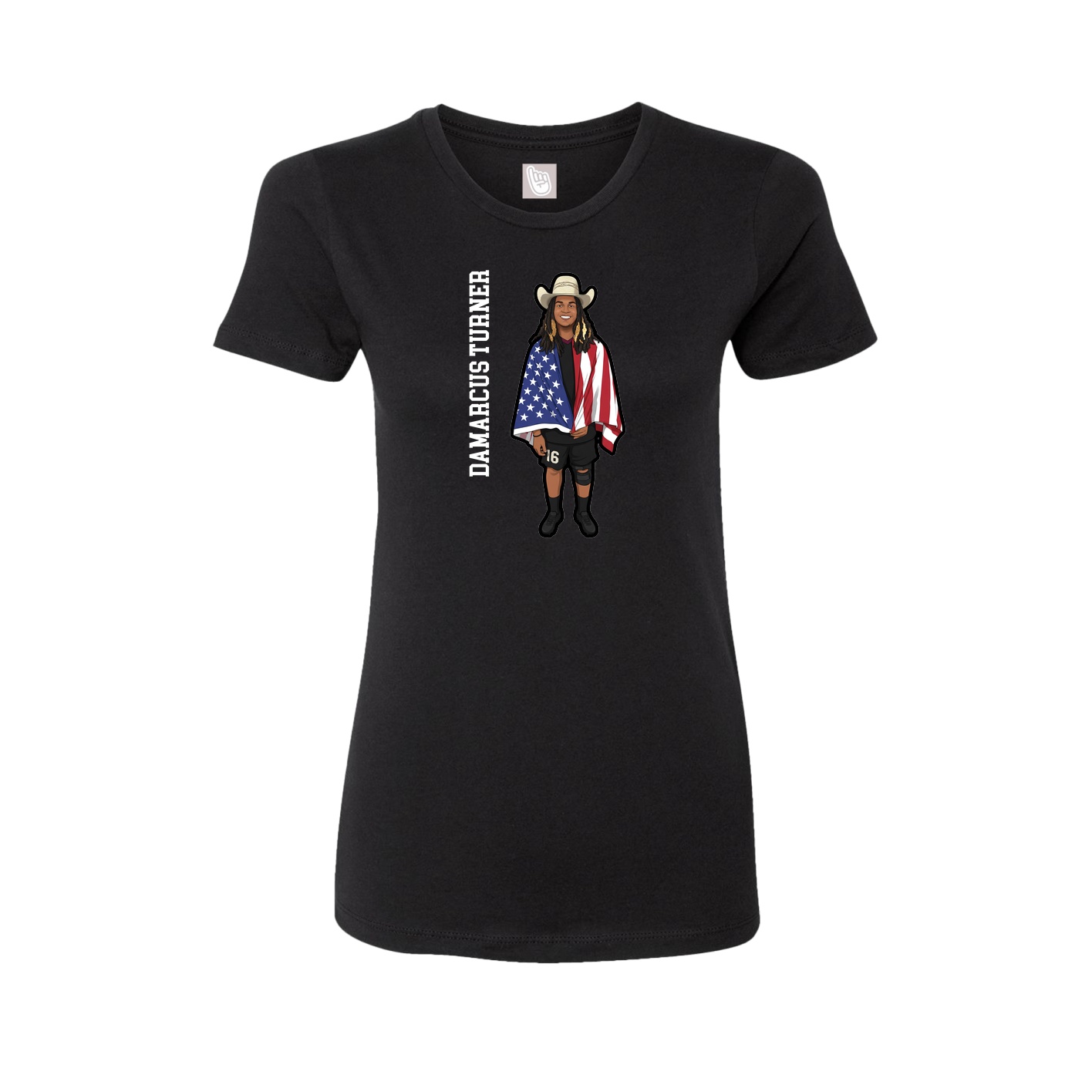 Fitted Women's Tee — Name Vertical in Black